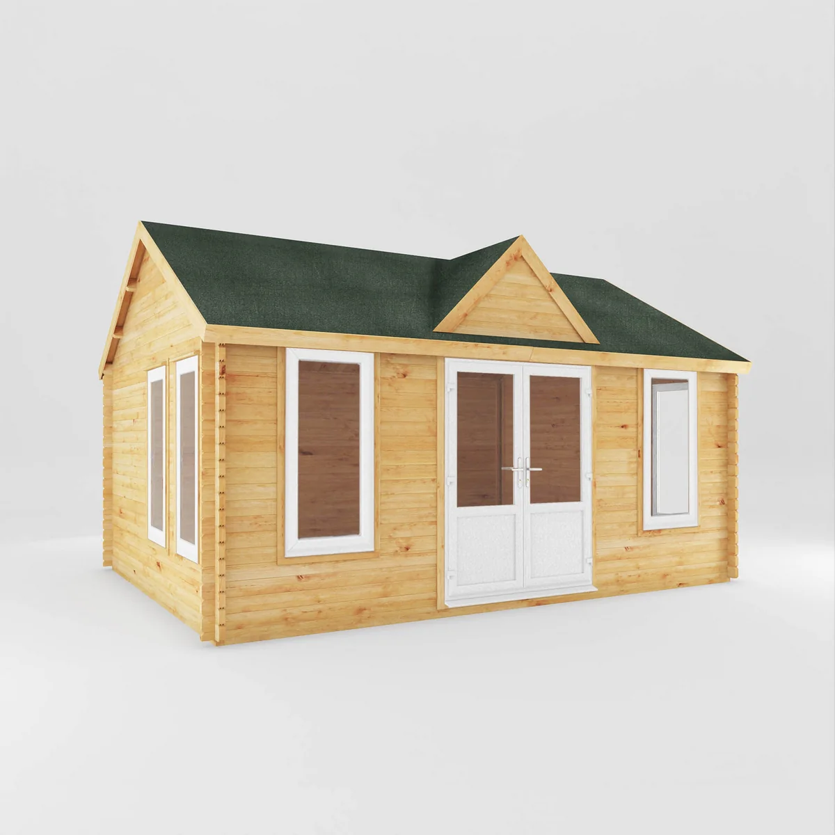 Mercia Clock Tower 13' 7" x 17' 6" Apex Log Cabin - Premium 44mm Cladding Loglap - White UPVC - Image 6