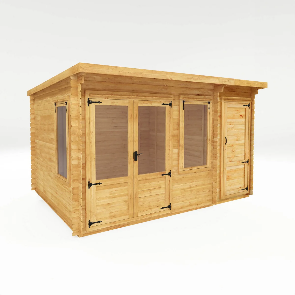Mercia Contemporary 10' 11" x 13' 6" Pent Log Cabin - Premium 19mm Cladding Loglap - Image 6