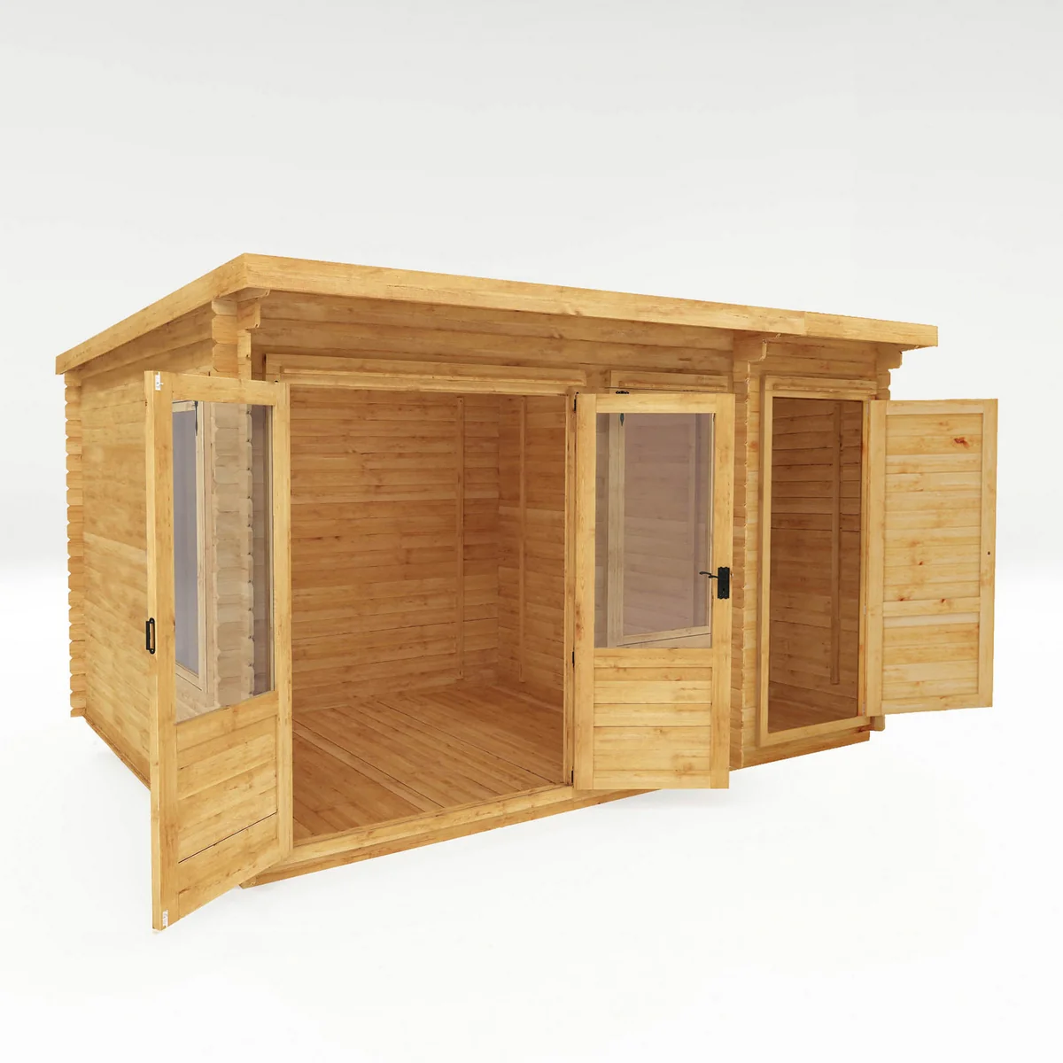 Mercia Contemporary 10' 11" x 13' 6" Pent Log Cabin - Premium 19mm Cladding Loglap - Image 7