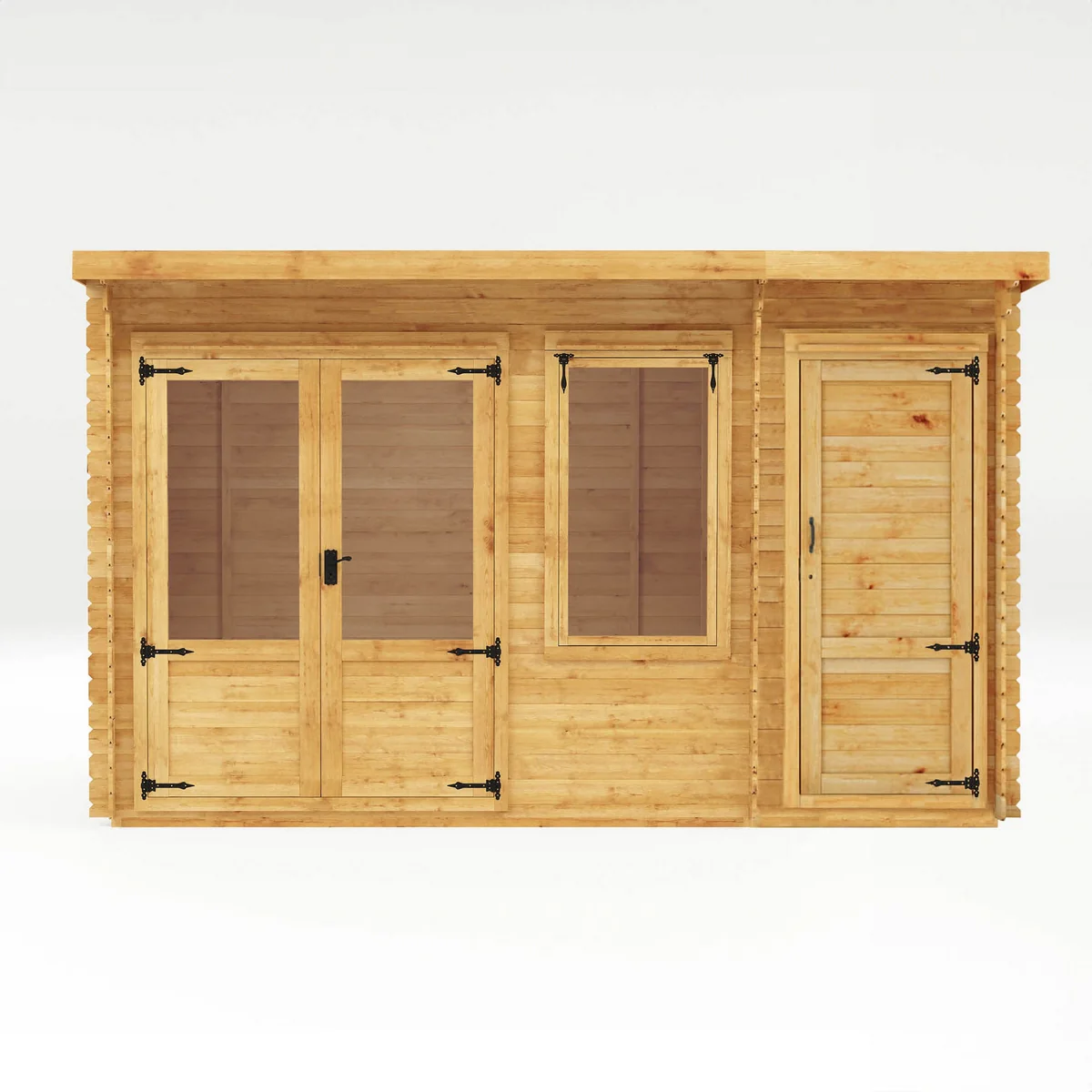 Mercia Contemporary 10' 11" x 13' 6" Pent Log Cabin - Premium 19mm Cladding Loglap - Image 8