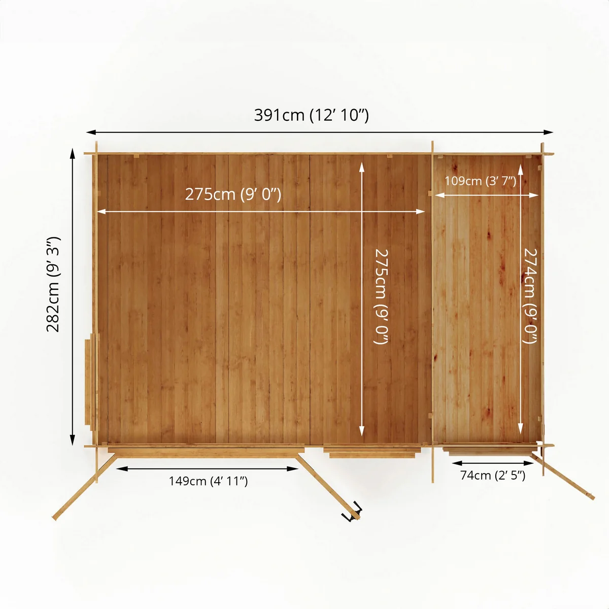 Mercia Contemporary 10' 11" x 13' 6" Pent Log Cabin - Premium 19mm Cladding Loglap - Image 9