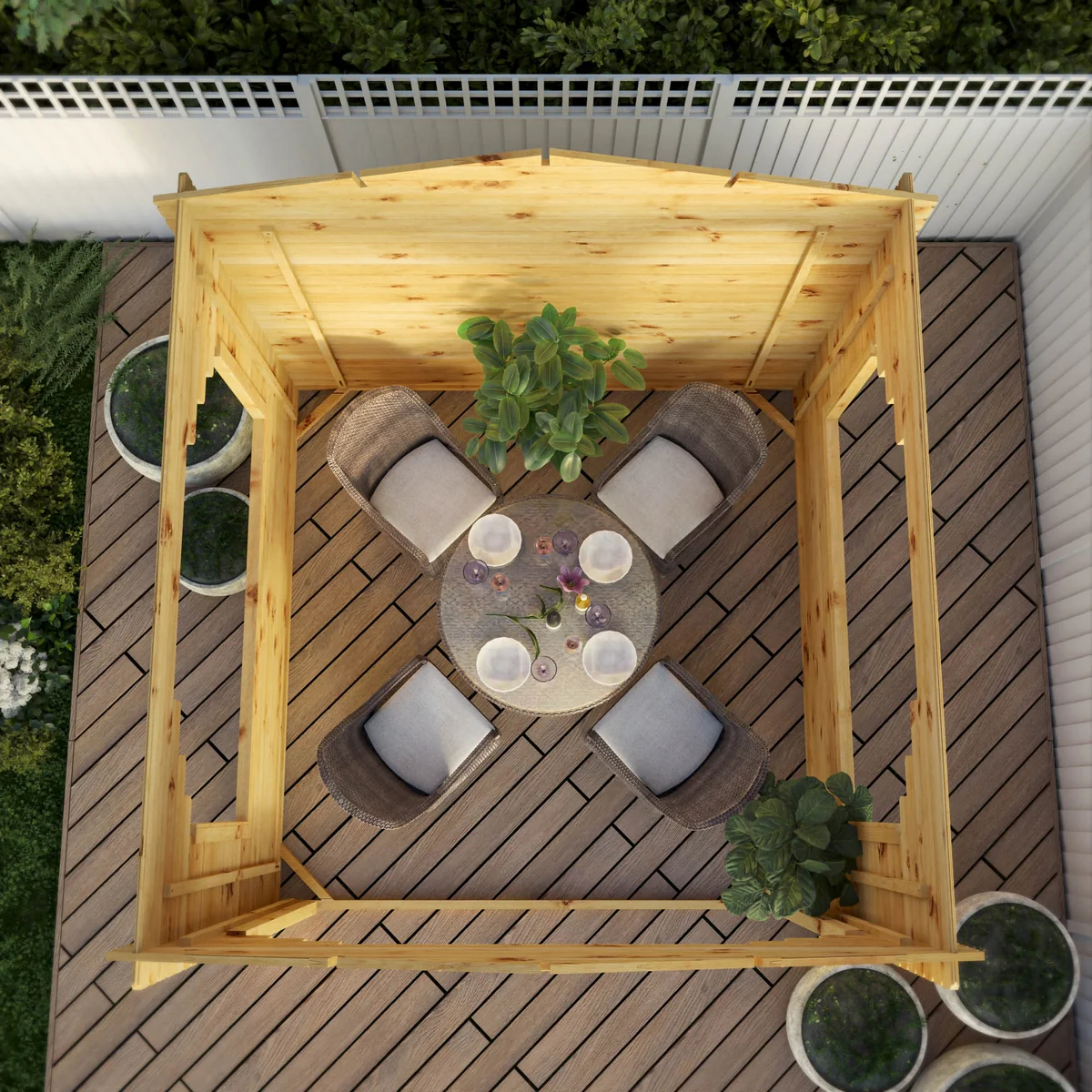 Mercia Contemporary 9' 11" x 10' 3" Apex Log Cabin Gazebo - Premium 28mm Cladding Loglap - Image 6