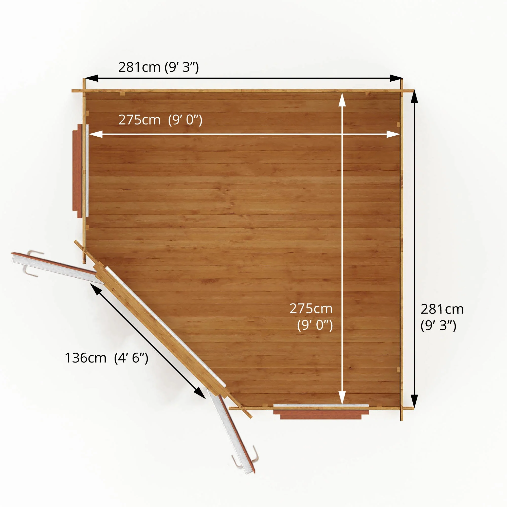 Mercia Corner 10' 4" x 10' 2" Hip Log Cabin - Premium 44mm Cladding Loglap - Brown UPVC - Image 11