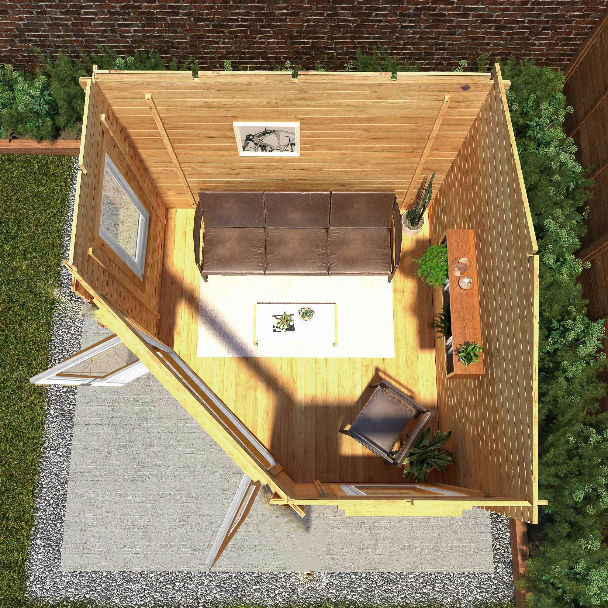 Mercia Corner 10' 4" x 10' 2" Hip Log Cabin - Premium 44mm Cladding Loglap - Brown UPVC - Image 3