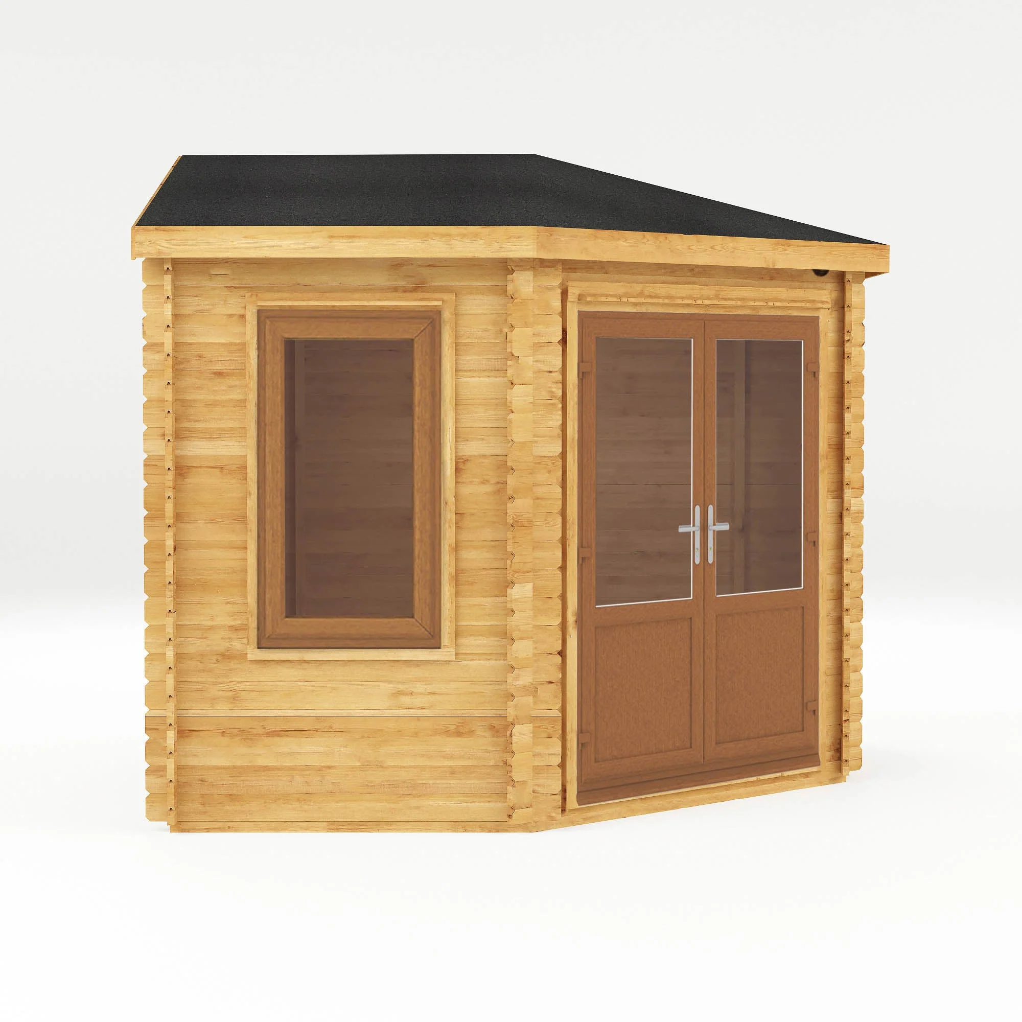 Mercia Corner 10' 4" x 10' 2" Hip Log Cabin - Premium 44mm Cladding Loglap - Brown UPVC - Image 7