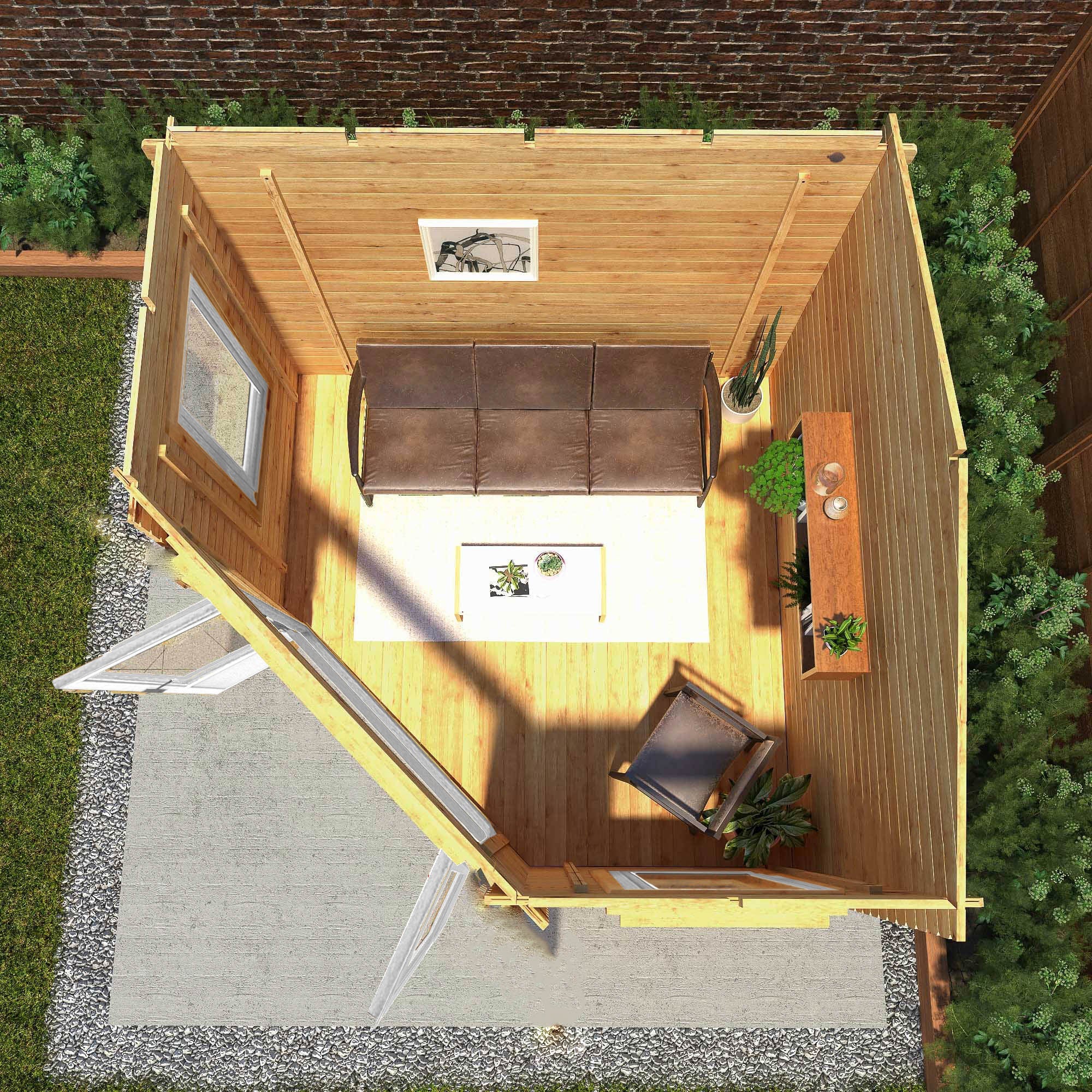 Mercia Corner 10' 4" x 10' 2" Hip Log Cabin - Premium 44mm Cladding Loglap - White UPVC - Image 3
