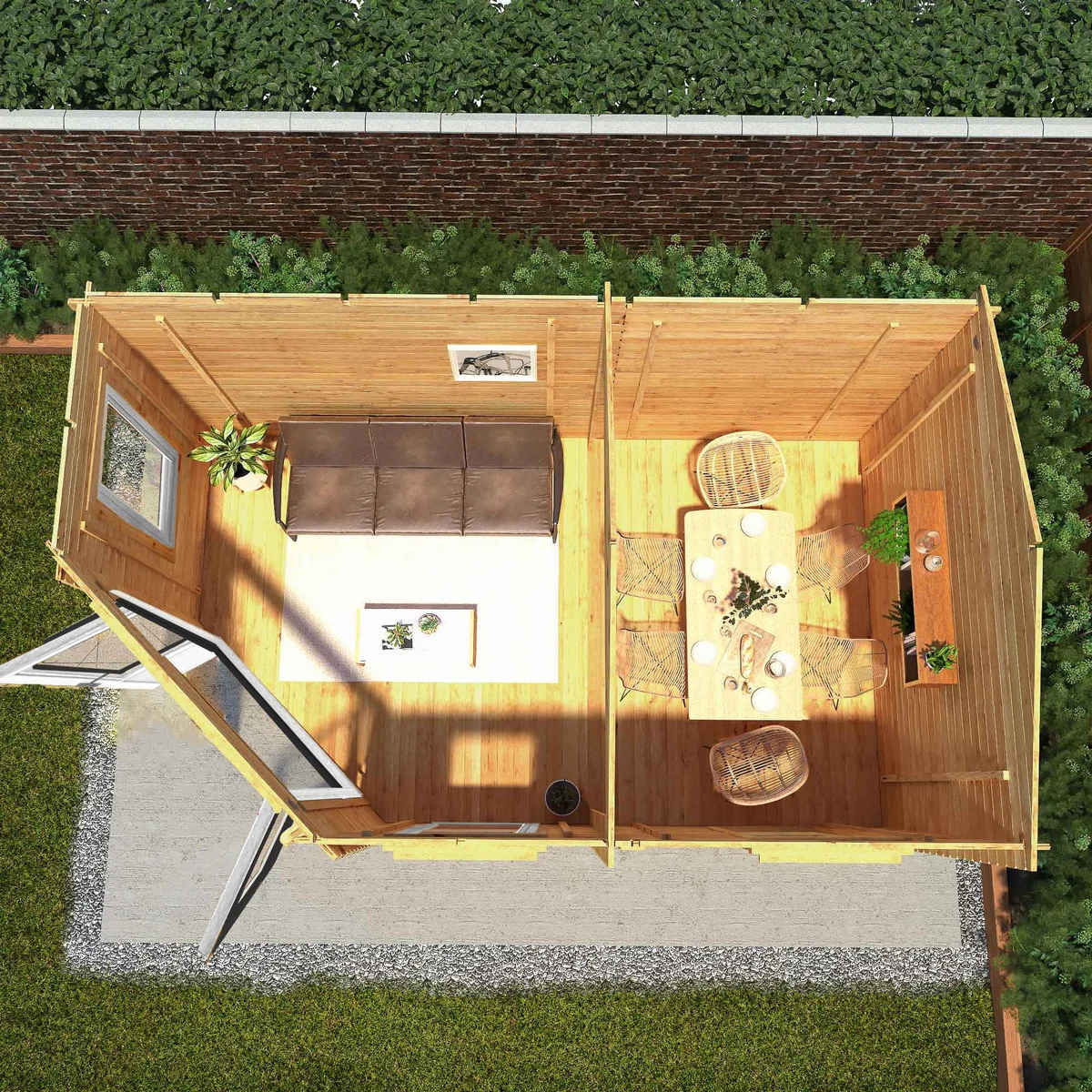 Mercia Corner 10' 4" x 16' 8" Hip Log Cabin - Premium 44mm Cladding Loglap - Grey UPVC - Image 2