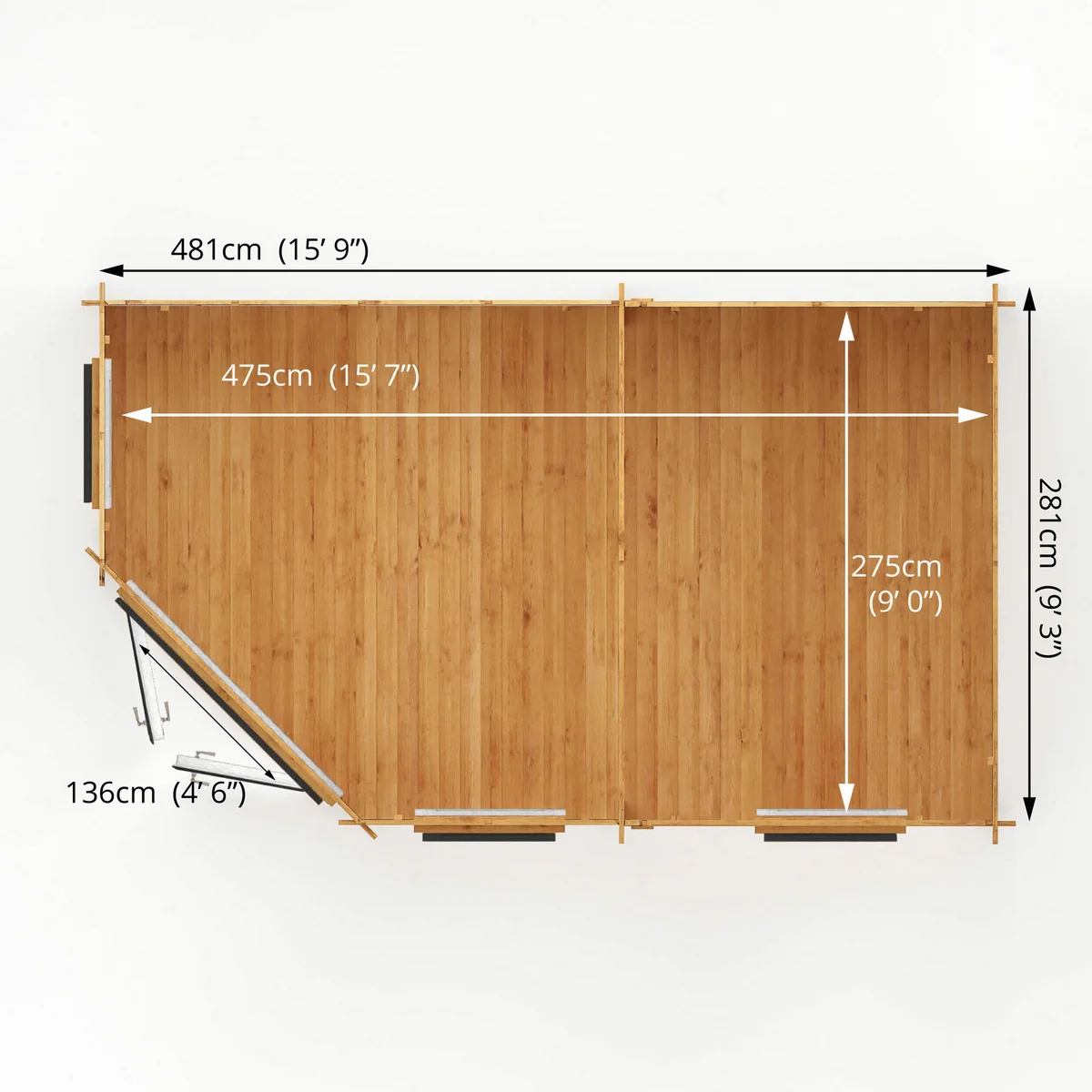 Mercia Corner 10' 4" x 16' 8" Hip Log Cabin - Premium 44mm Cladding Loglap - Grey UPVC - Image 9