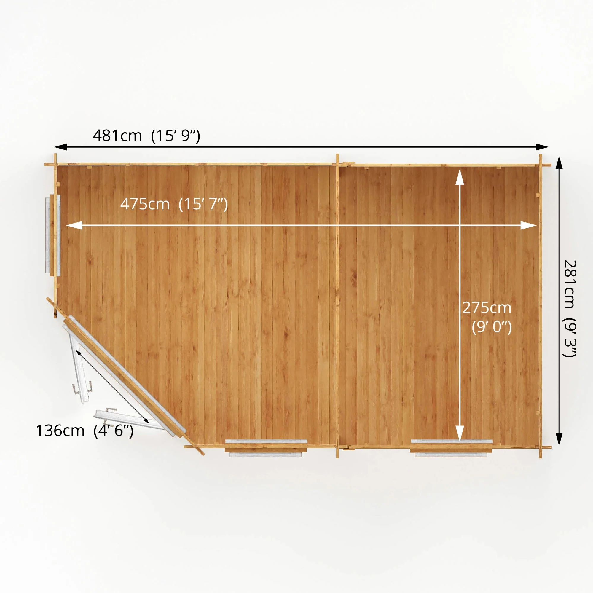 Mercia Corner 10' 4" x 16' 8" Hip Log Cabin - Premium 44mm Cladding Loglap - White UPVC - Image 11