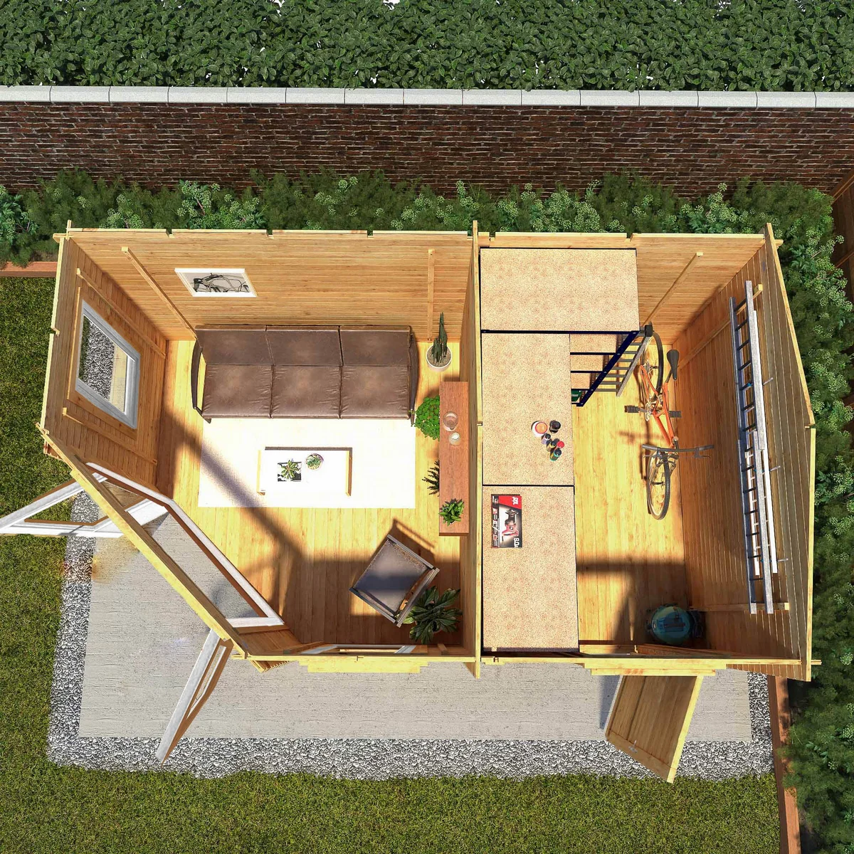 Mercia Corner 10' 4" x 16' 8" Hip Log Cabin Shed - Premium 44mm Cladding Loglap - Brown UPVC - Image 3