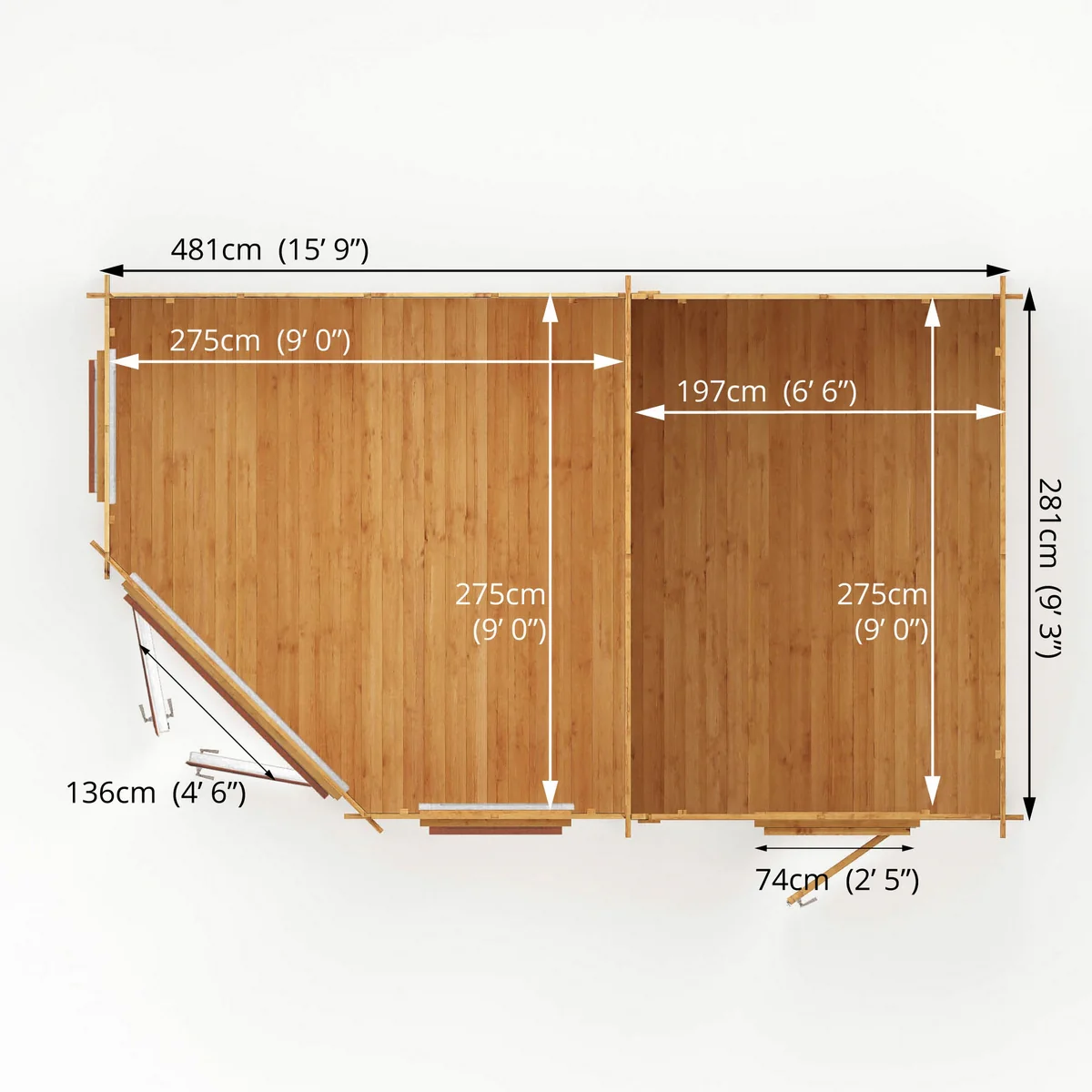 Mercia Corner 10' 4" x 16' 8" Hip Log Cabin Shed - Premium 44mm Cladding Loglap - Brown UPVC - Image 9