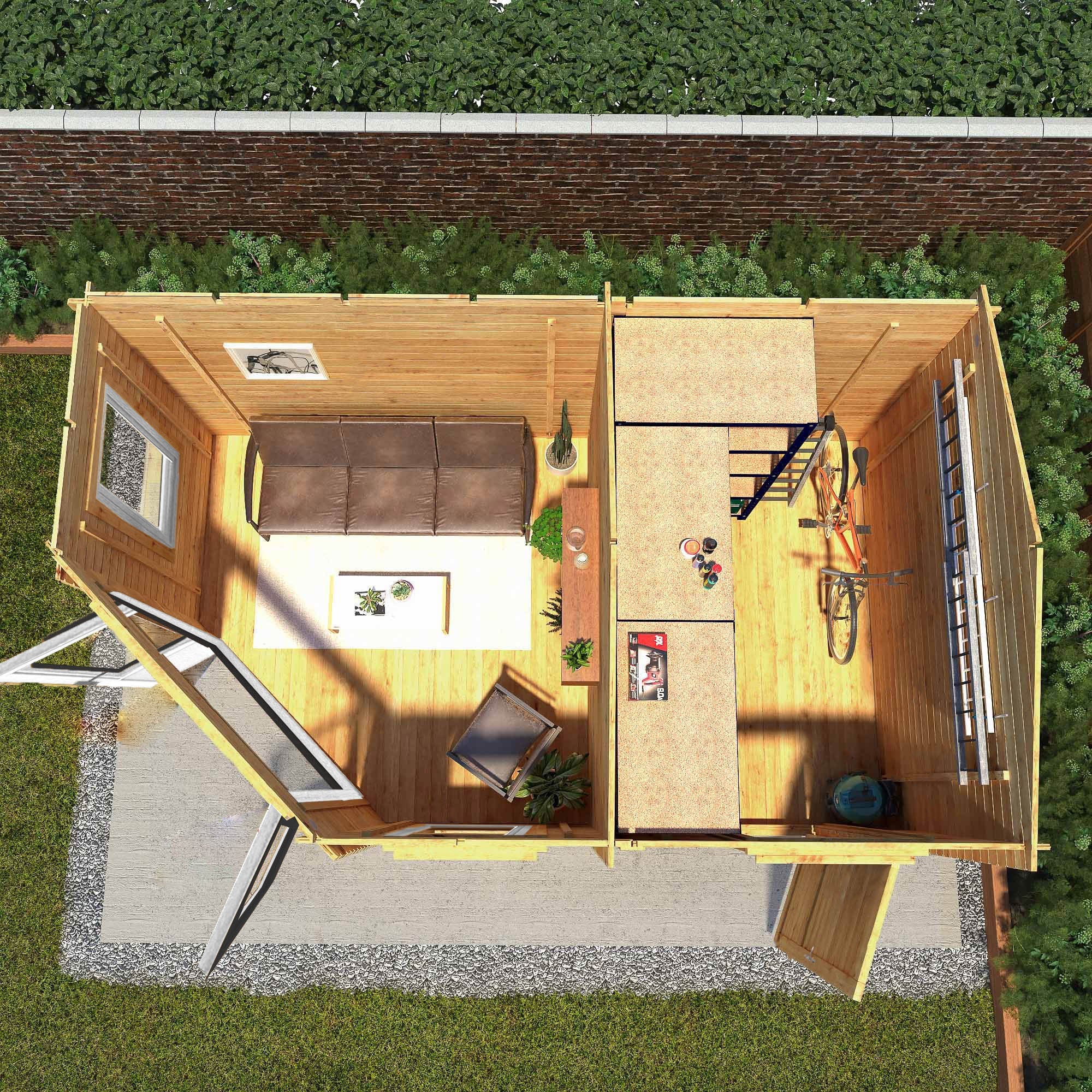 Mercia Corner 10' 4" x 16' 8" Hip Log Cabin Shed - Premium 44mm Cladding Loglap - Grey UPVC - Image 3