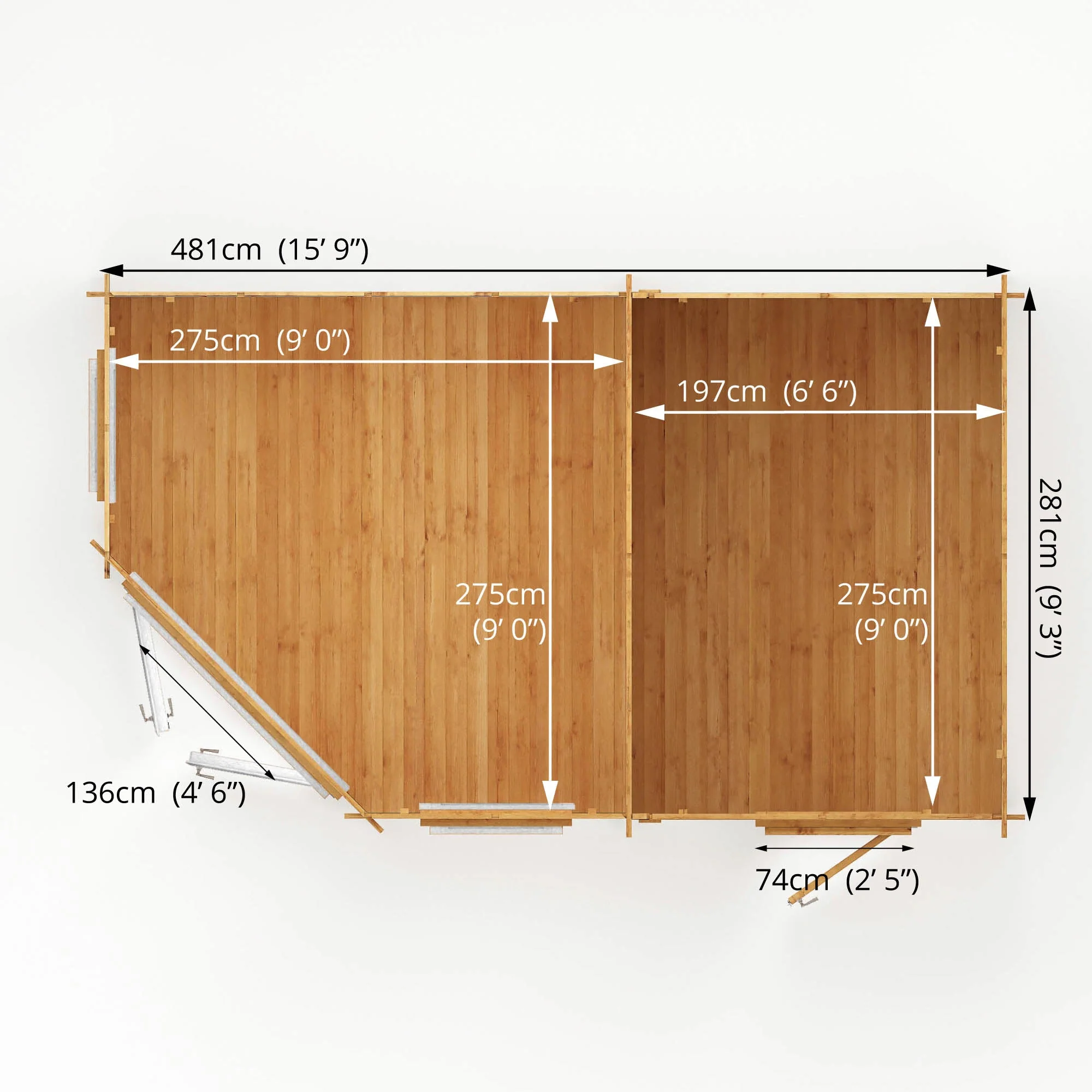 Mercia Corner 10' 4" x 16' 8" Hip Log Cabin Shed - Premium 44mm Cladding Loglap - White UPVC - Image 11
