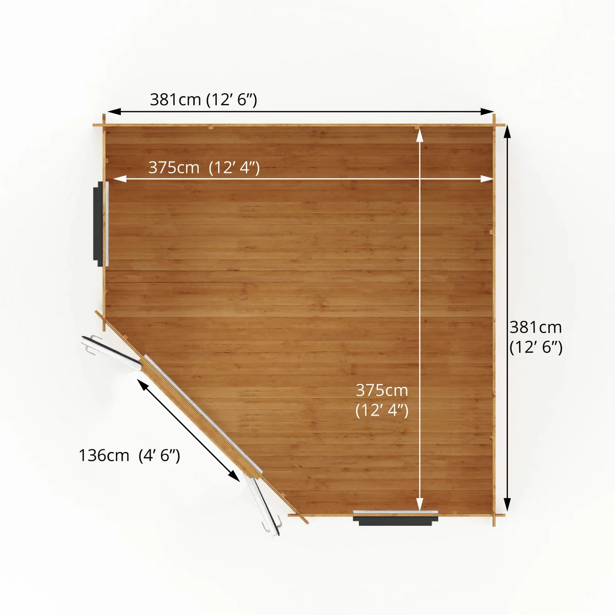 Mercia Corner 13' 7" x 13' 5" Hip Log Cabin - Premium 44mm Cladding Loglap - Grey UPVC - Image 9