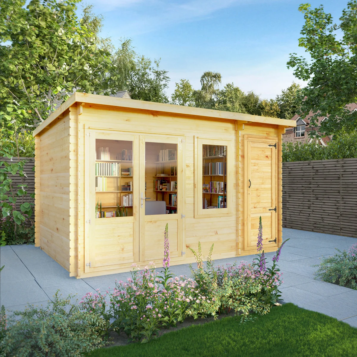 Mercia Elite 10' 11" x 13' 6" Pent Log Cabin - Premium 28mm Cladding Loglap - Image 10
