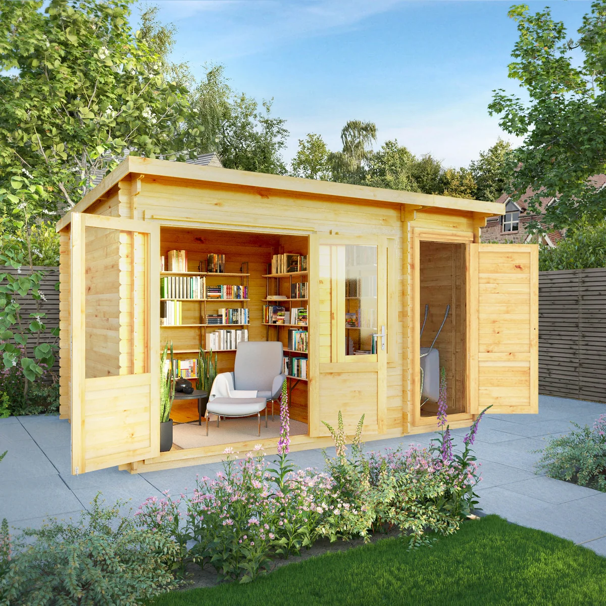 Mercia Elite 10' 11" x 13' 6" Pent Log Cabin - Premium 28mm Cladding Loglap - Image 11