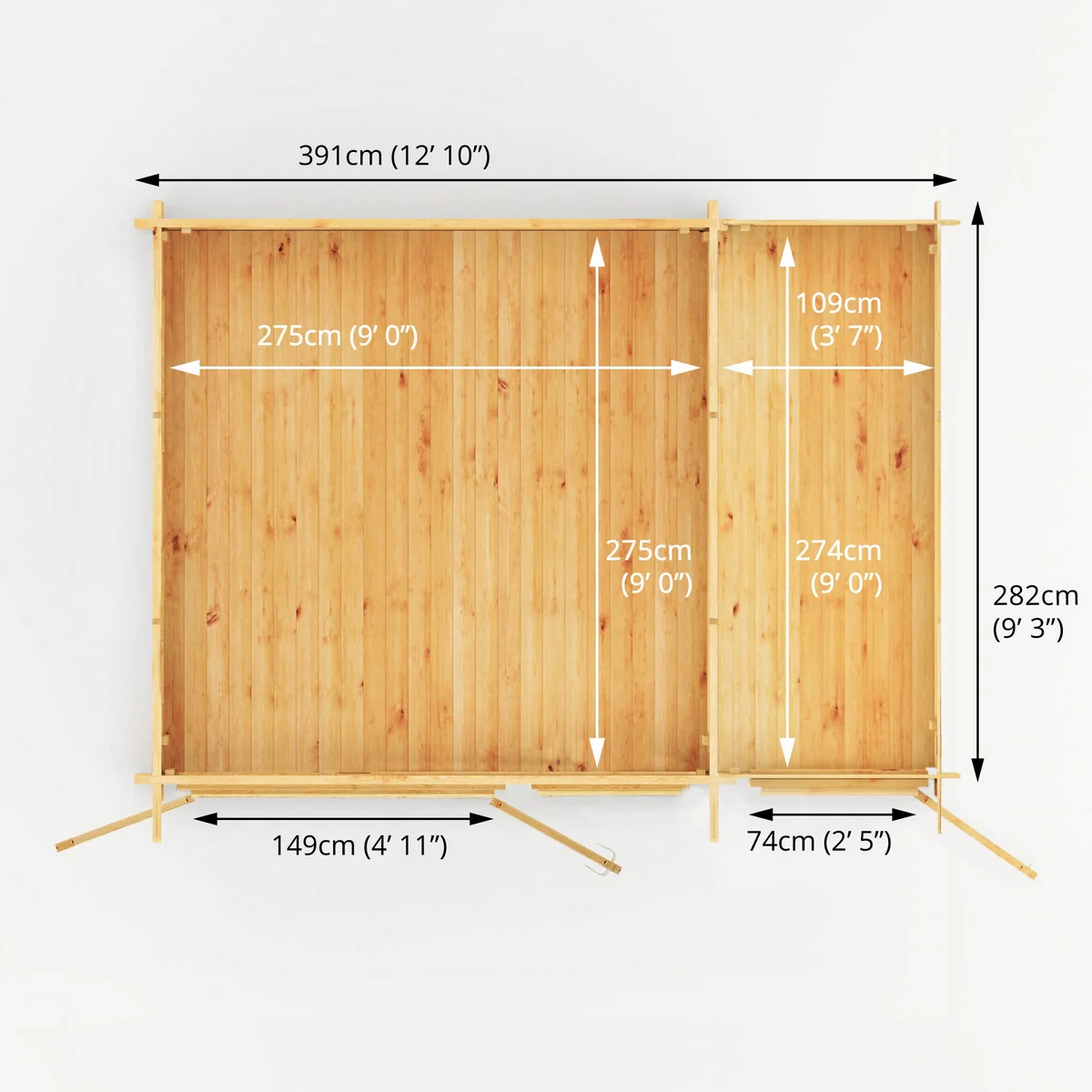 Mercia Elite 10' 11" x 13' 6" Pent Log Cabin - Premium 28mm Cladding Loglap - Image 12