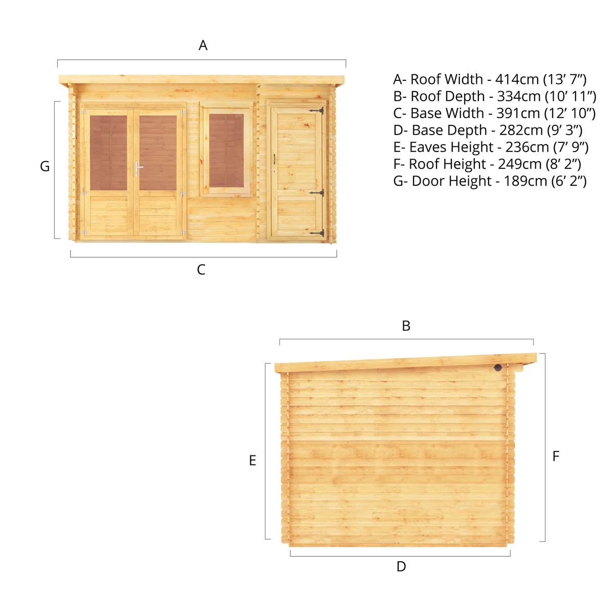 Mercia Elite 10' 11" x 13' 6" Pent Log Cabin - Premium 28mm Cladding Loglap - Image 13