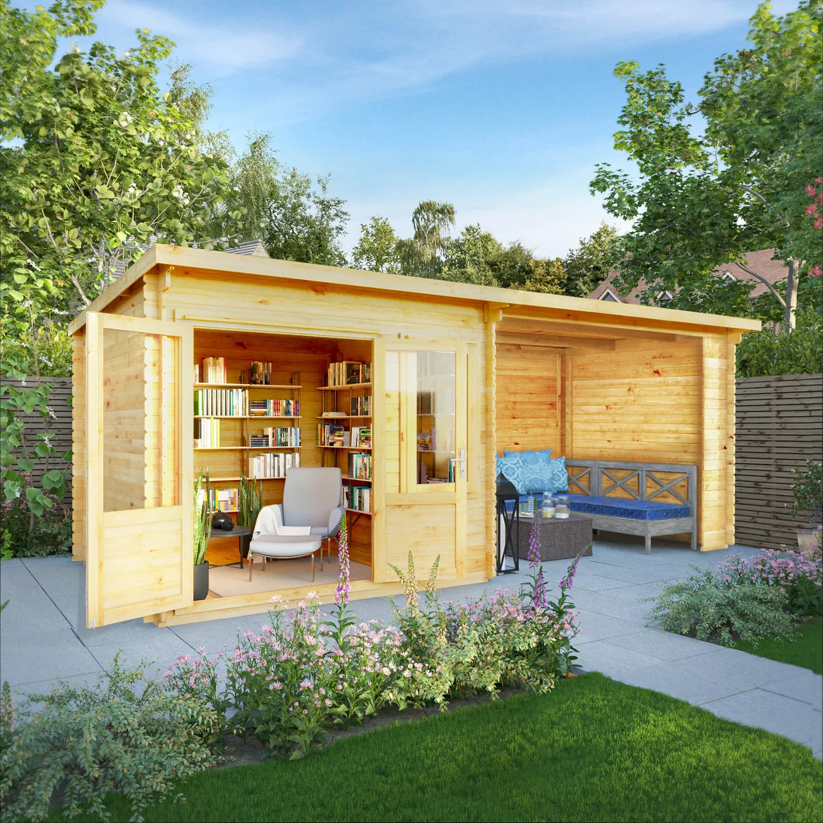 Mercia Elite 10' 11" x 19' 4" Pent Log Cabin - Premium 28mm Cladding Loglap - Image 11