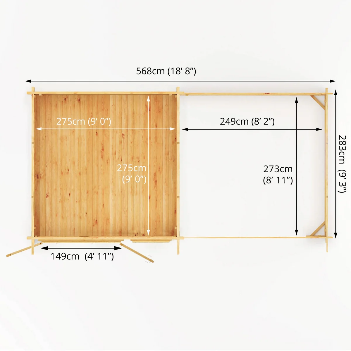 Mercia Elite 10' 11" x 19' 4" Pent Log Cabin - Premium 28mm Cladding Loglap - Image 12