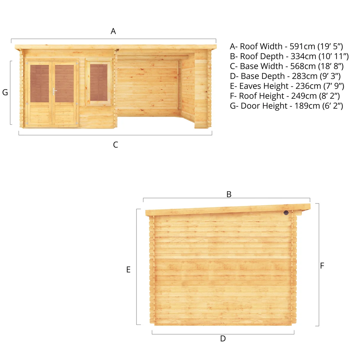 Mercia Elite 10' 11" x 19' 4" Pent Log Cabin - Premium 28mm Cladding Loglap - Image 13