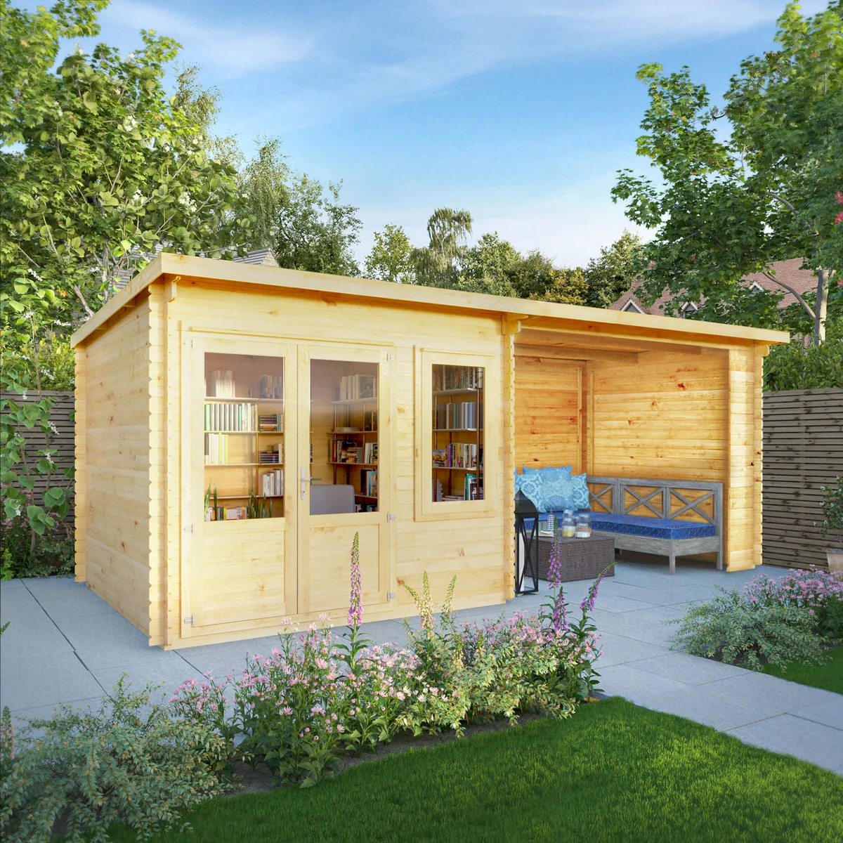 Mercia Elite 10' 11" x 19' 4" Pent Log Cabin - Premium 28mm Cladding Loglap - Image 4