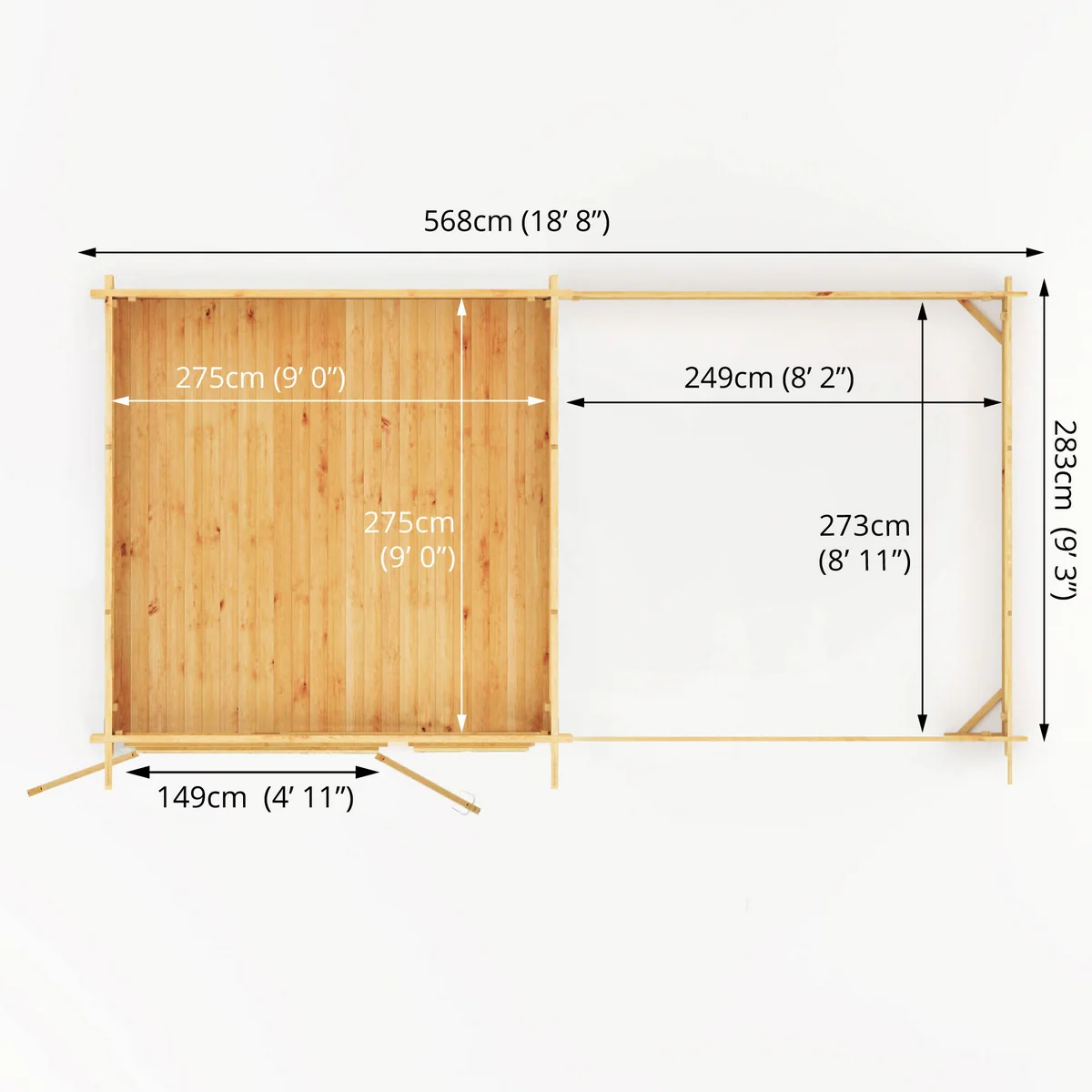 Mercia Elite 10' 11" x 19' 4" Pent Log Cabin Slatted - Premium 28mm Cladding Loglap - Image 12