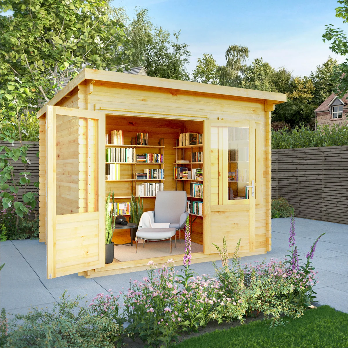 Mercia Elite 10' 11" x 9' 11" Pent Log Cabin - Premium 28mm Cladding Loglap - Image 11