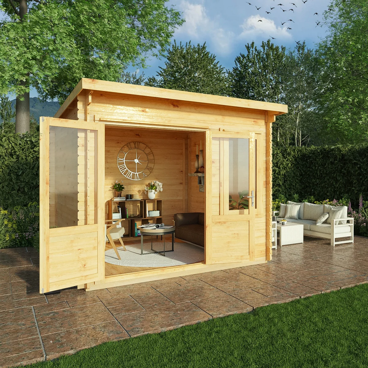 Mercia Elite 10' 11" x 9' 11" Pent Log Cabin - Premium 28mm Cladding Loglap - Image 2