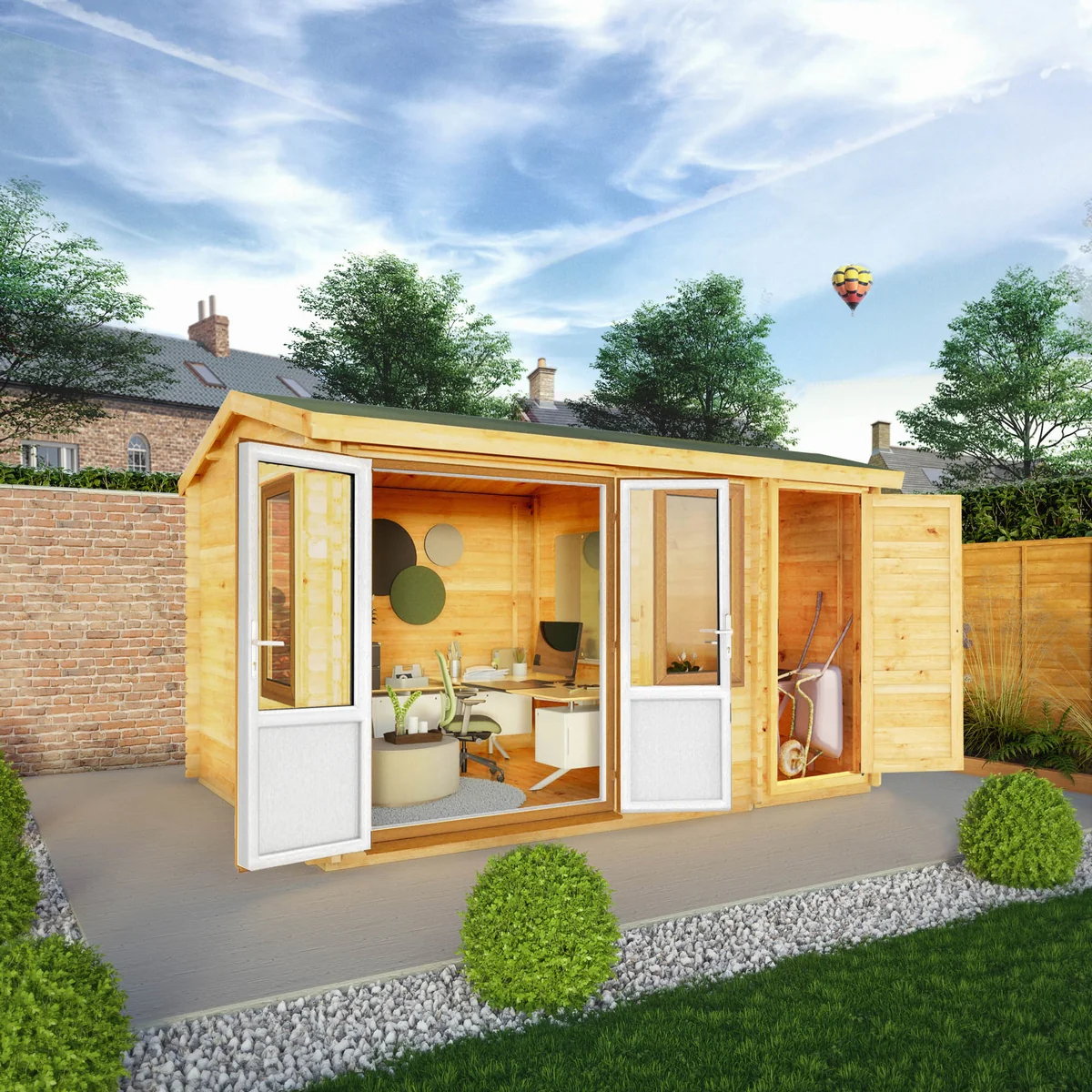 Mercia Elite 10' 3" x 13' 7" Apex Log Cabin - Premium 44mm Cladding Loglap - Brown UPVC - Image 2