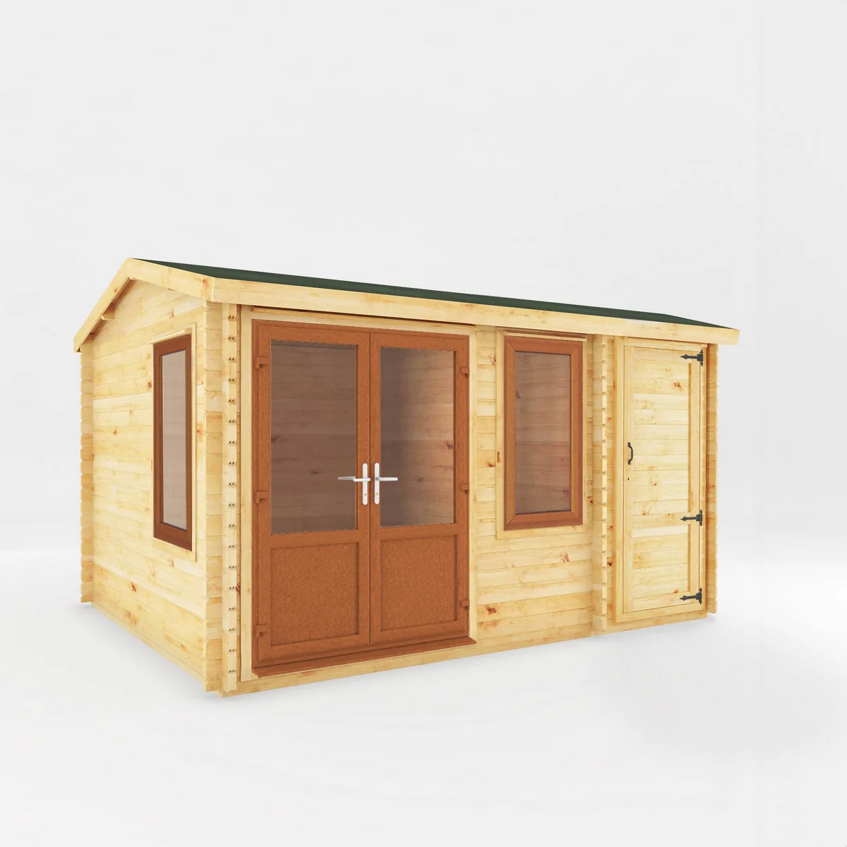 Mercia Elite 10' 3" x 13' 7" Apex Log Cabin - Premium 44mm Cladding Loglap - Brown UPVC - Image 8