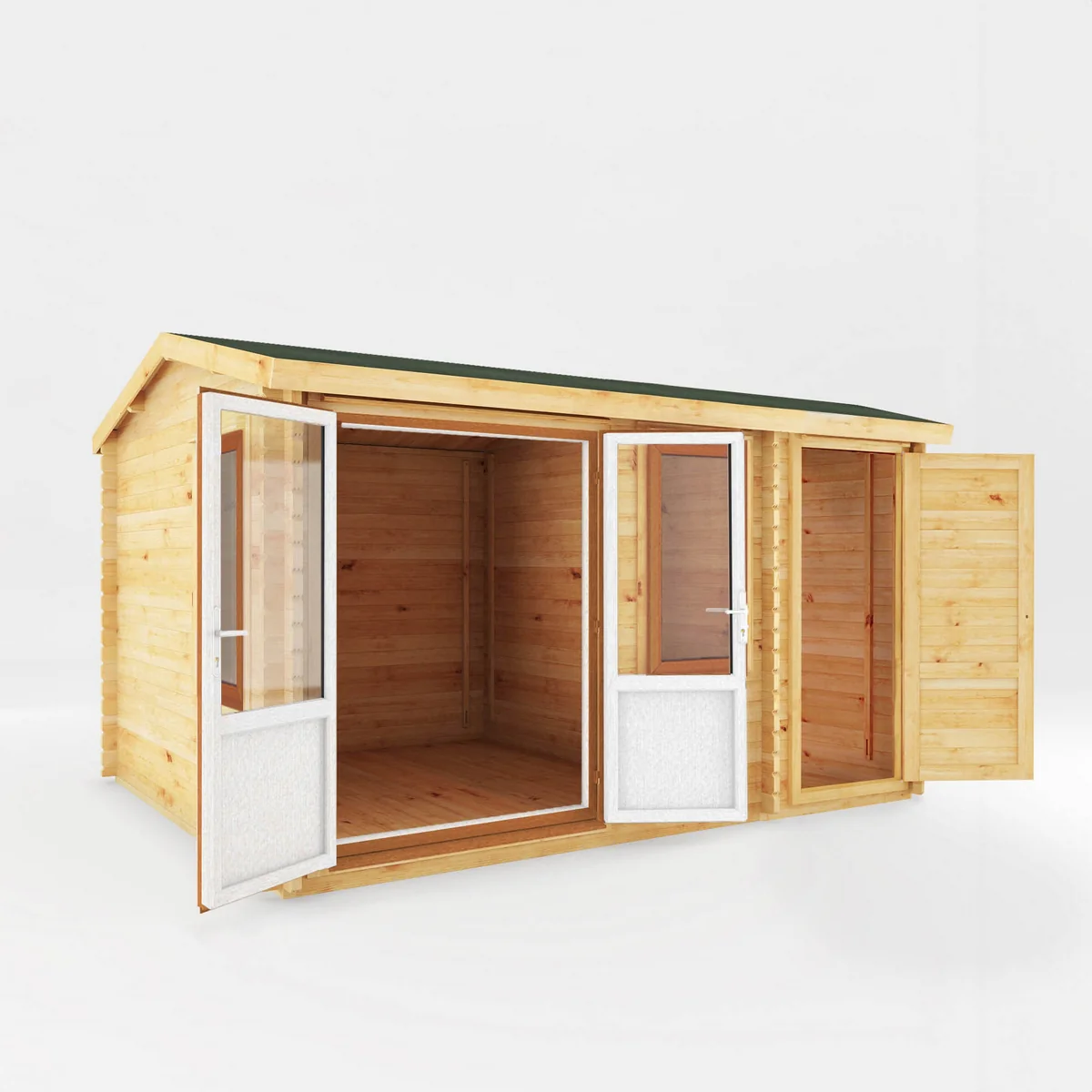 Mercia Elite 10' 3" x 13' 7" Apex Log Cabin - Premium 44mm Cladding Loglap - Brown UPVC - Image 9