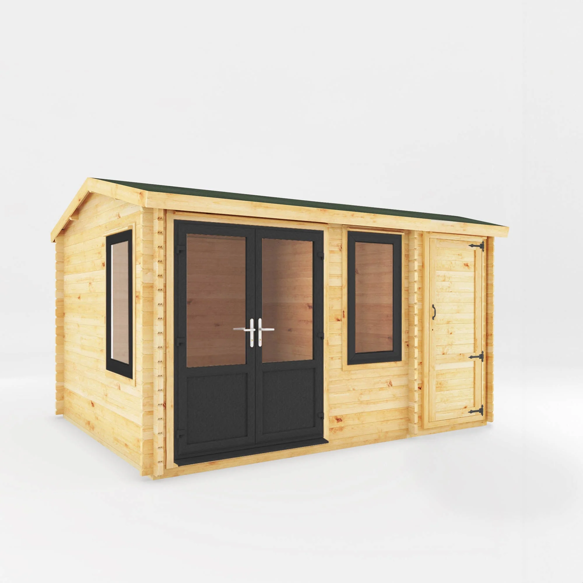 Mercia Elite 10' 3" x 13' 7" Apex Log Cabin - Premium 44mm Cladding Loglap - Grey UPVC - Image 11