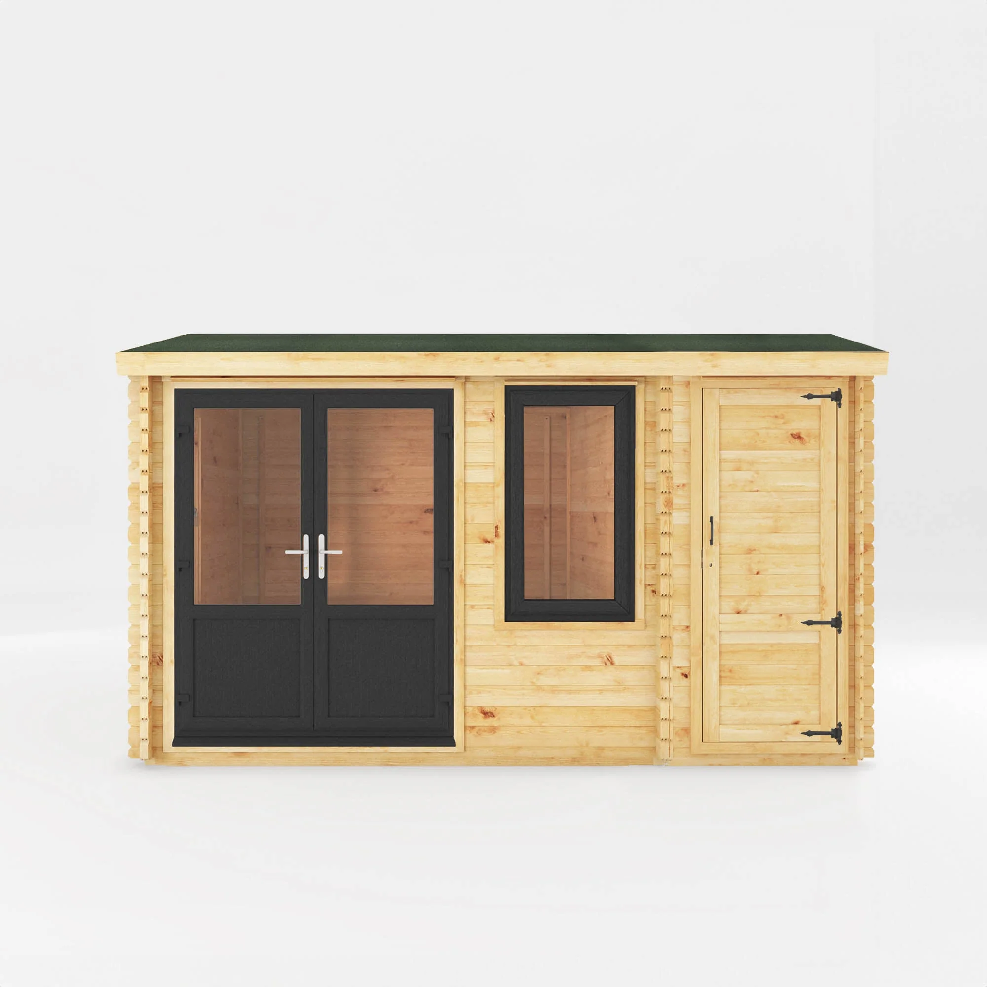 Mercia Elite 10' 3" x 13' 7" Apex Log Cabin - Premium 44mm Cladding Loglap - Grey UPVC - Image 12