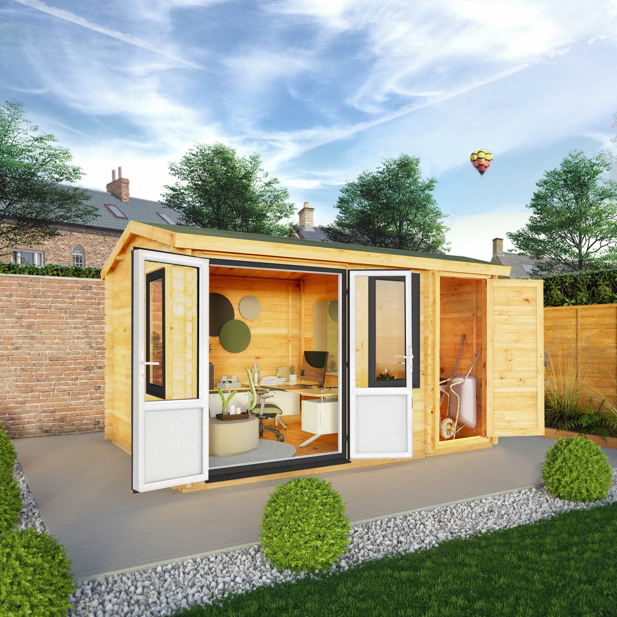 Mercia Elite 10' 3" x 13' 7" Apex Log Cabin - Premium 44mm Cladding Loglap - Grey UPVC - Image 2