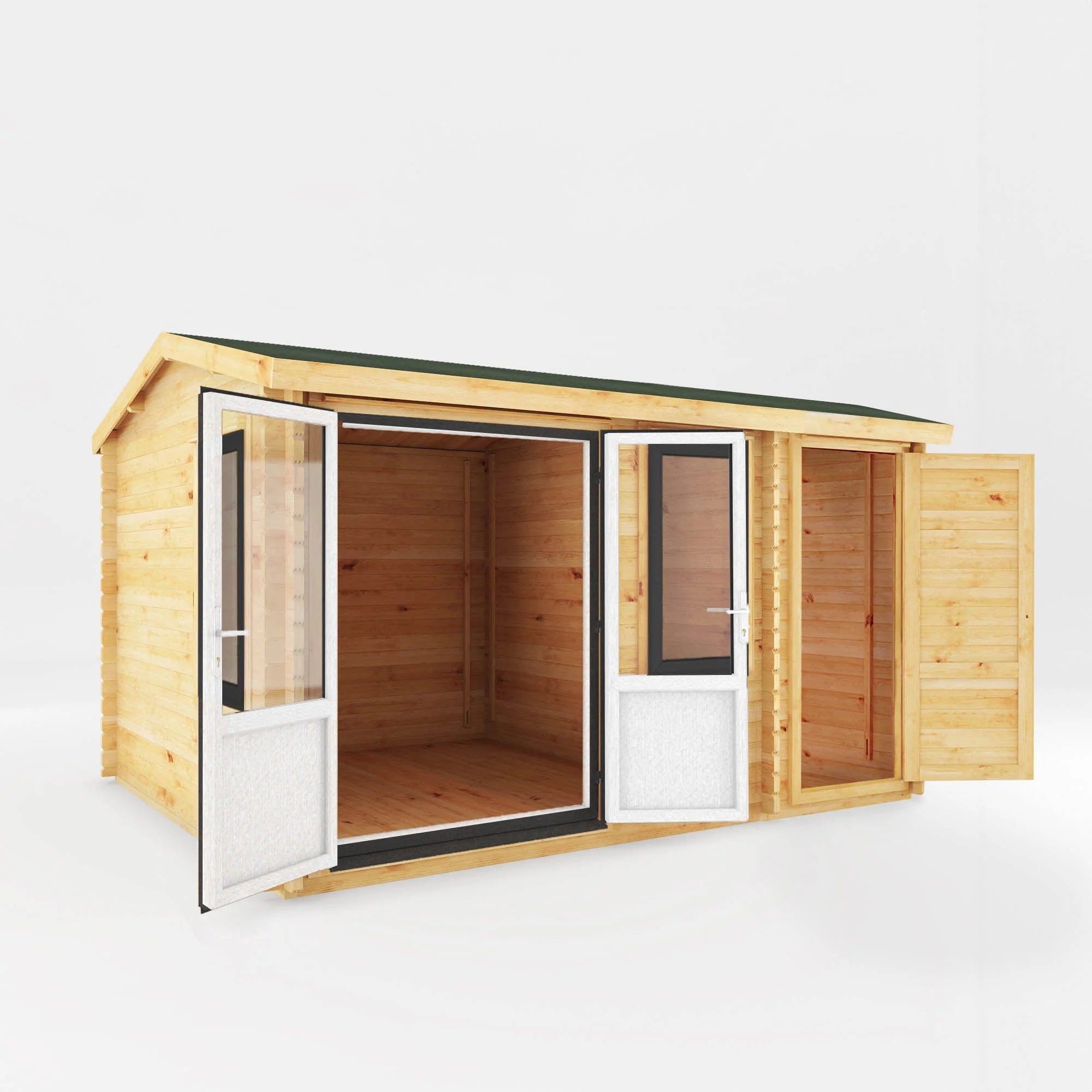 Mercia Elite 10' 3" x 13' 7" Apex Log Cabin - Premium 44mm Cladding Loglap - Grey UPVC - Image 9