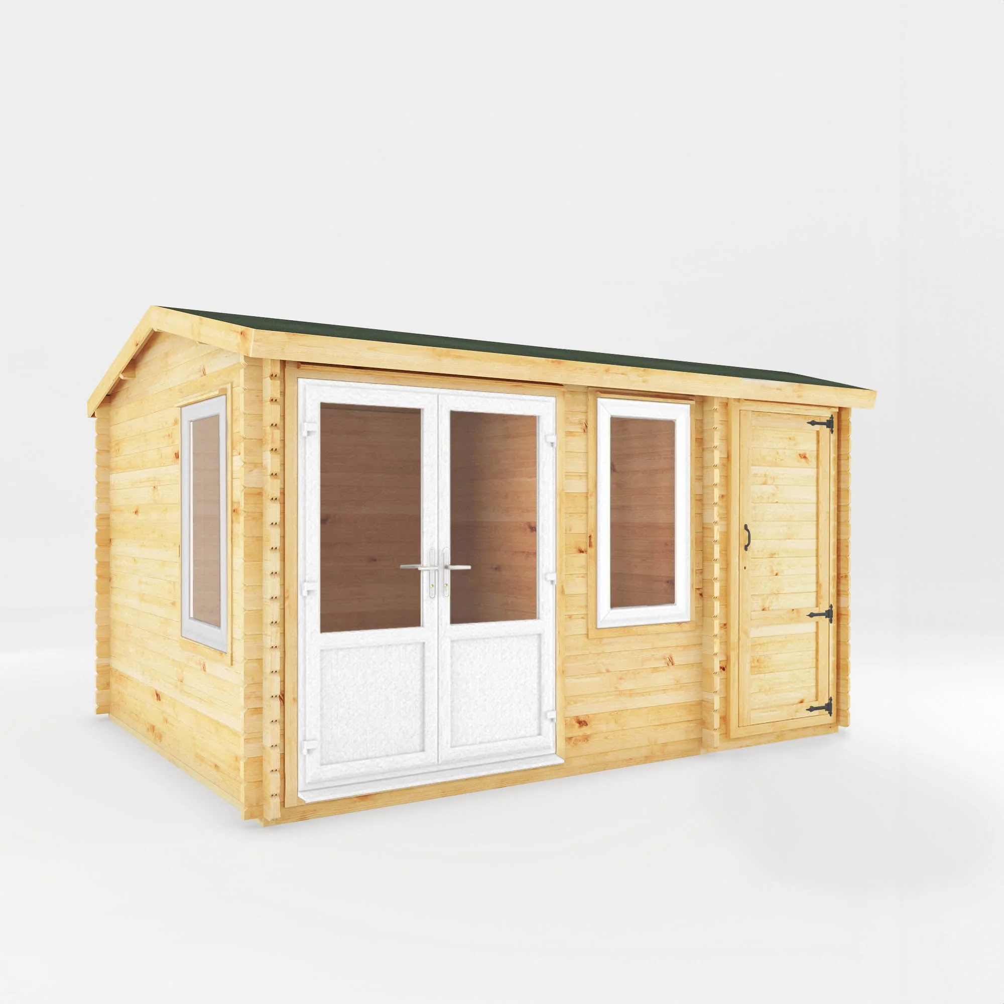 Mercia Elite 10' 3" x 13' 7" Apex Log Cabin - Premium 44mm Cladding Loglap - White UPVC - Image 10