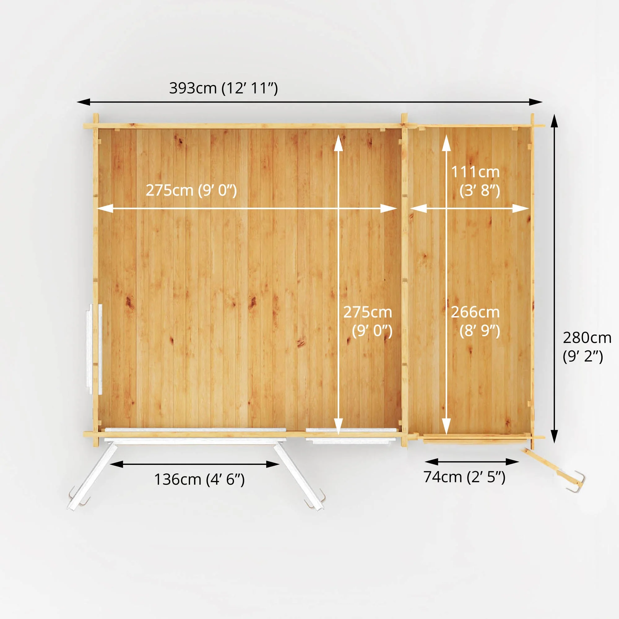 Mercia Elite 10' 3" x 13' 7" Apex Log Cabin - Premium 44mm Cladding Loglap - White UPVC - Image 13