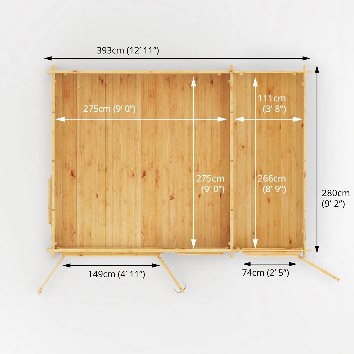 Mercia Elite 10' 3" x 13' 7" Pent Log Cabin - Premium 34mm Cladding Loglap - Image 11