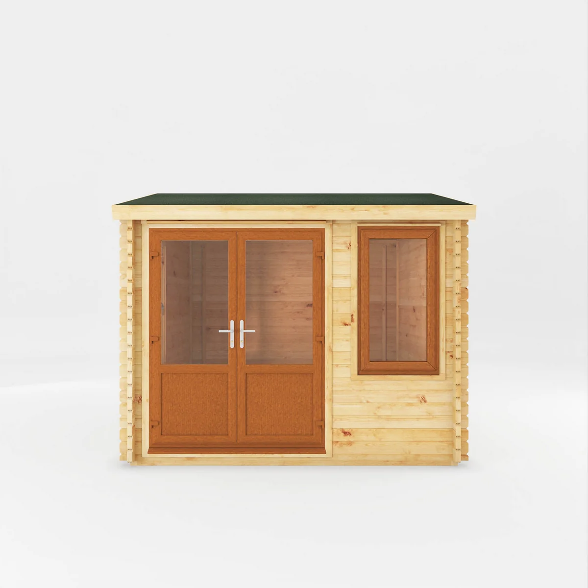 Mercia Elite 10' 3" x 9' 11" Reverse Apex Log Cabin - Premium 44mm Cladding Loglap - Brown UPVC - Image 4