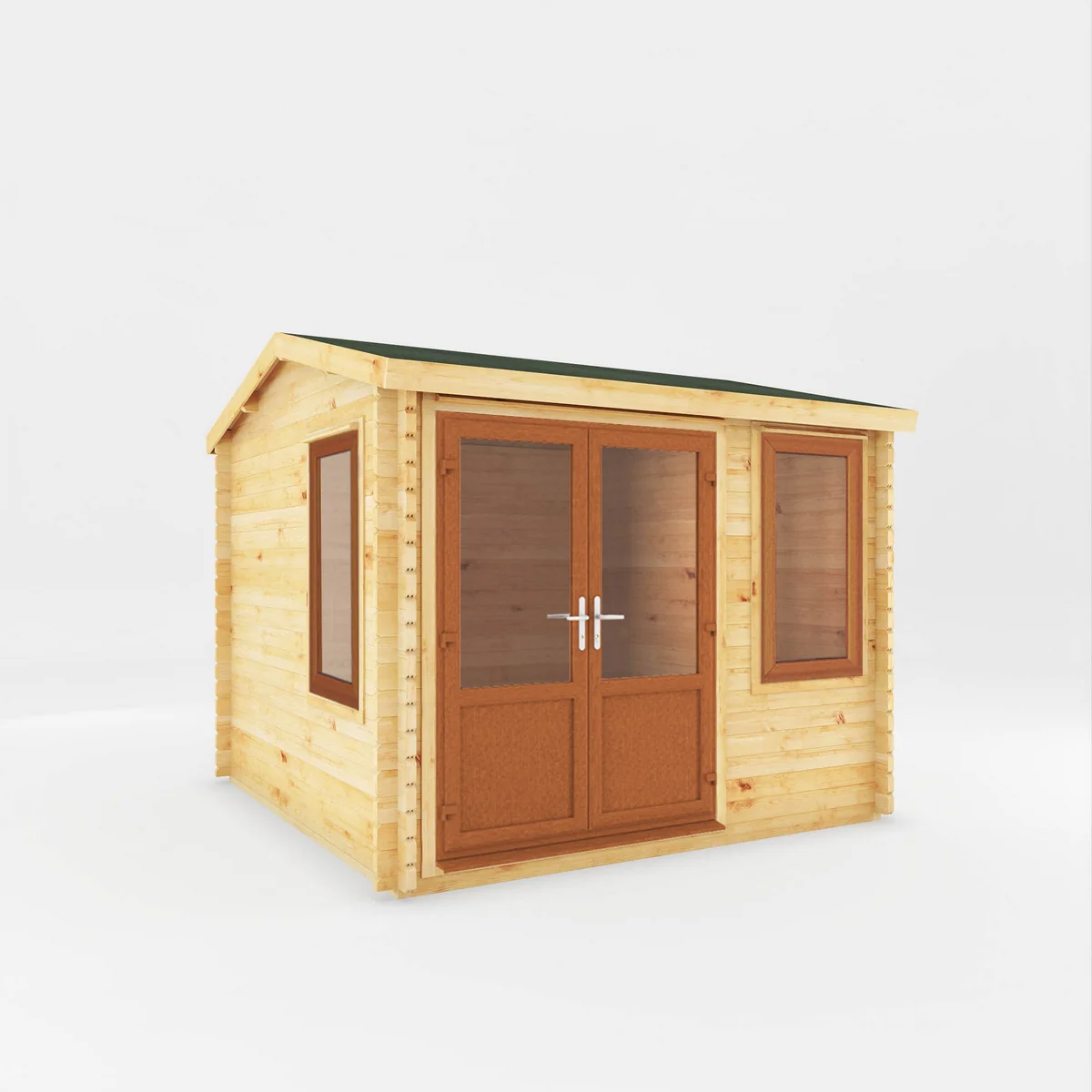 Mercia Elite 10' 3" x 9' 11" Reverse Apex Log Cabin - Premium 44mm Cladding Loglap - Brown UPVC - Image 8