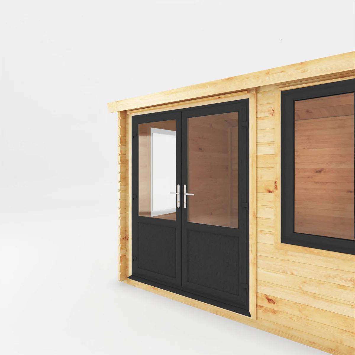 Mercia Elite 10' 3" x 9' 11" Reverse Apex Log Cabin - Premium 44mm Cladding Loglap - Grey UPVC - Image 4