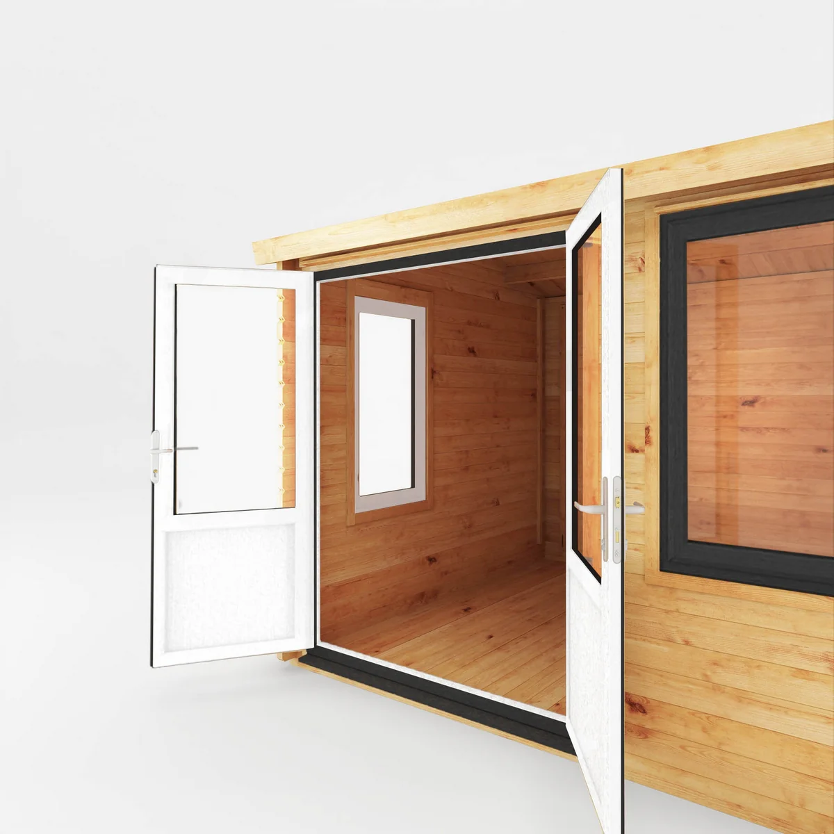 Mercia Elite 10' 3" x 9' 11" Reverse Apex Log Cabin - Premium 44mm Cladding Loglap - Grey UPVC - Image 5