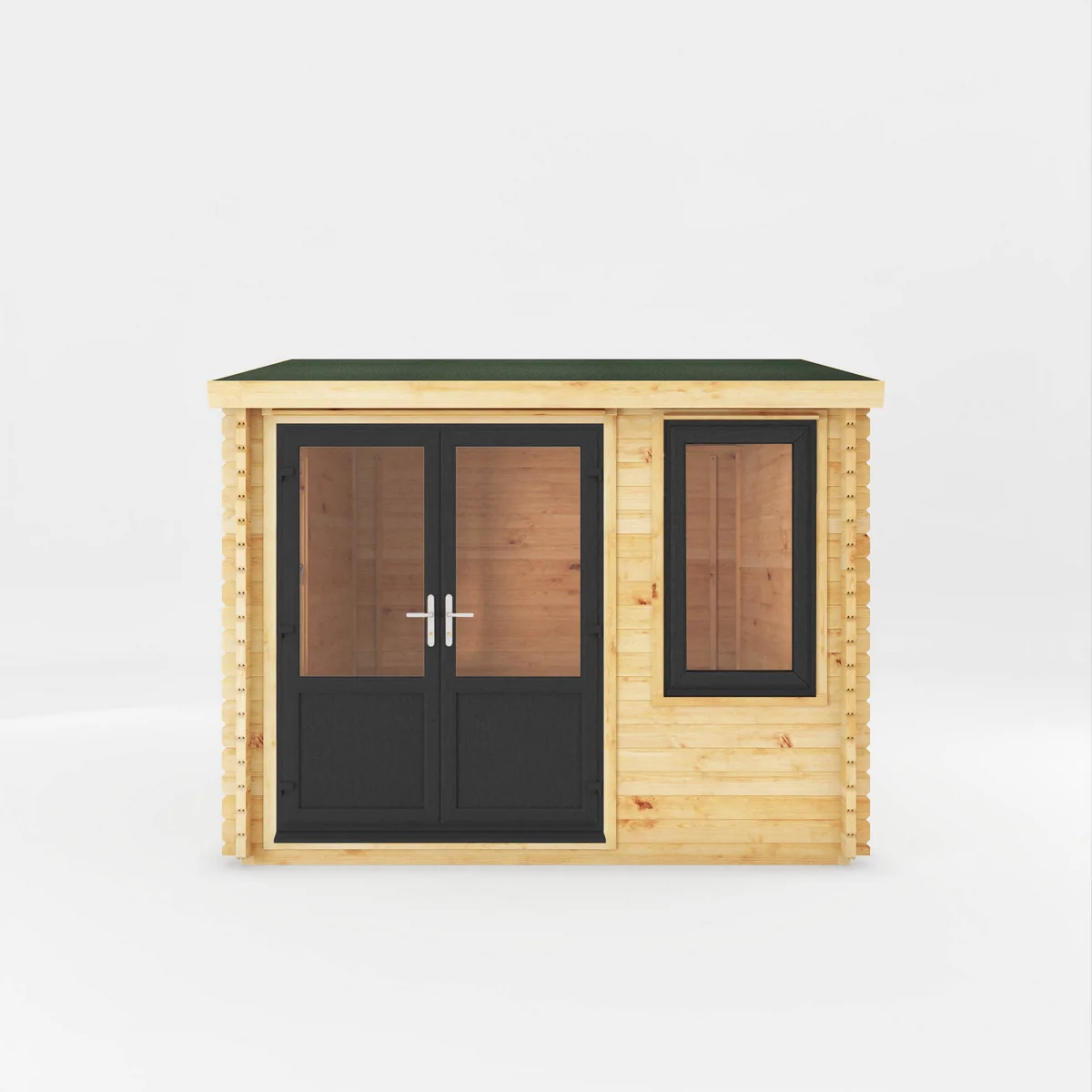 Mercia Elite 10' 3" x 9' 11" Reverse Apex Log Cabin - Premium 44mm Cladding Loglap - Grey UPVC - Image 6