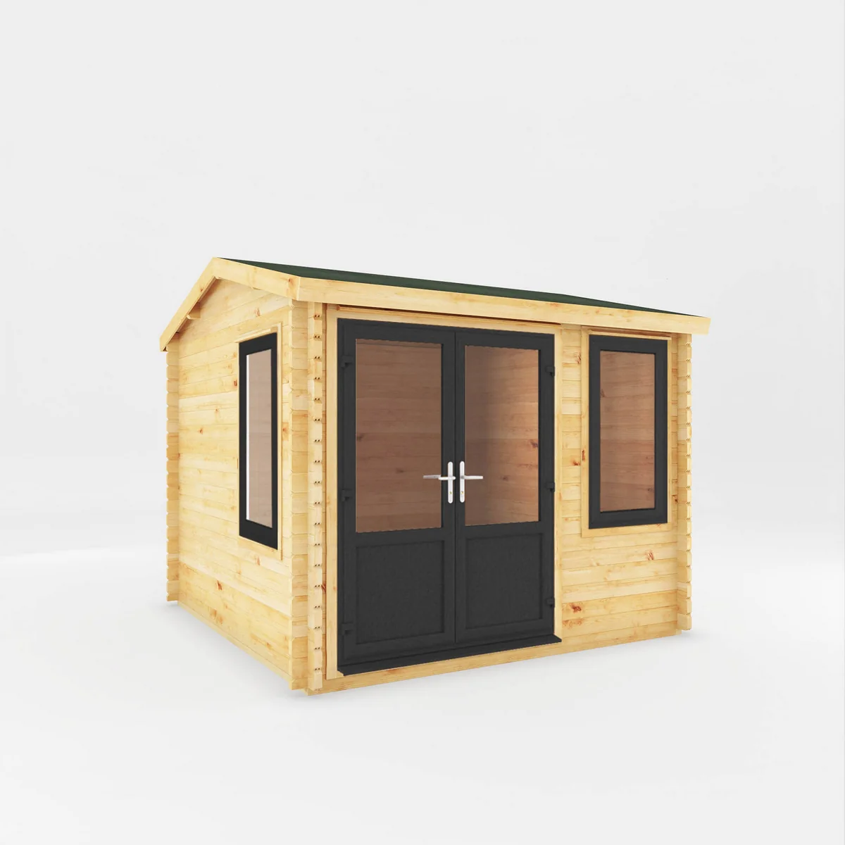 Mercia Elite 10' 3" x 9' 11" Reverse Apex Log Cabin - Premium 44mm Cladding Loglap - Grey UPVC - Image 8