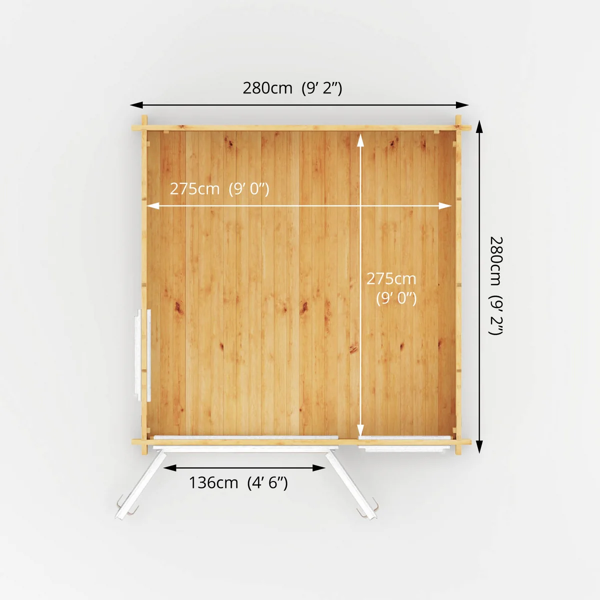 Mercia Elite 10' 3" x 9' 11" Reverse Apex Log Cabin - Premium 44mm Cladding Loglap - White UPVC - Image 11