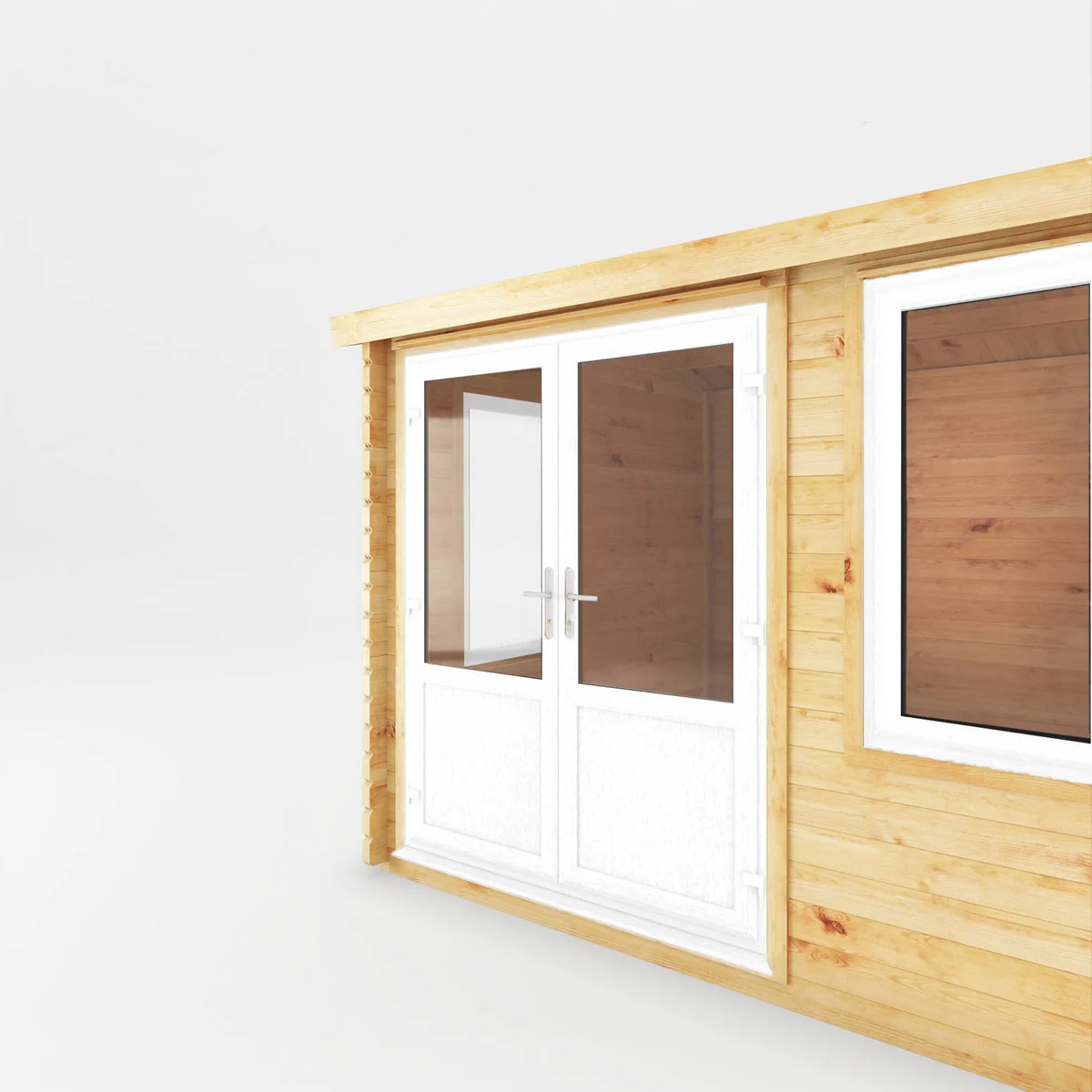 Mercia Elite 10' 3" x 9' 11" Reverse Apex Log Cabin - Premium 44mm Cladding Loglap - White UPVC - Image 5