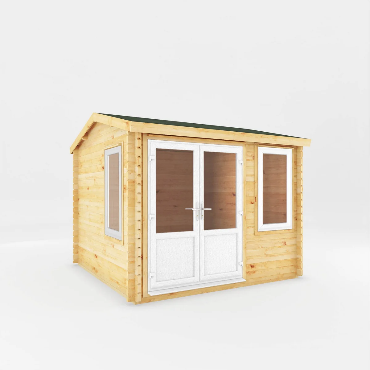 Mercia Elite 10' 3" x 9' 11" Reverse Apex Log Cabin - Premium 44mm Cladding Loglap - White UPVC - Image 8
