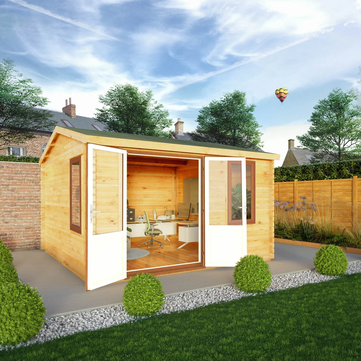 Mercia Elite 13' 6" x 13' 2" Apex Log Cabin - Premium 44mm Cladding Loglap - Brown UPVC - Image 2