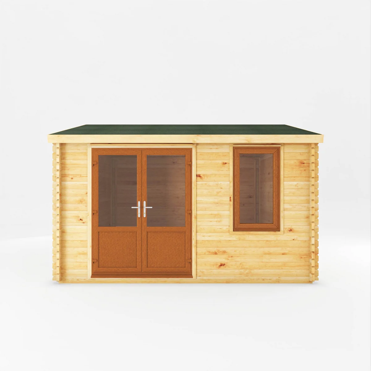 Mercia Elite 13' 6" x 13' 2" Apex Log Cabin - Premium 44mm Cladding Loglap - Brown UPVC - Image 3